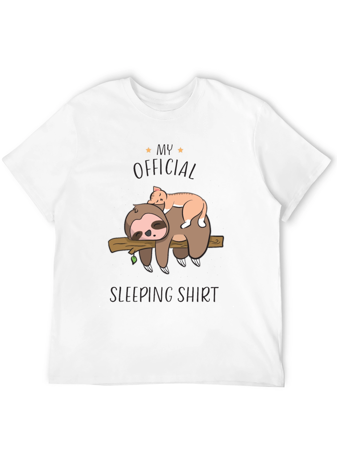 Black Sloth & Cat Sleeping Shirt - Official Sleepwear view 12