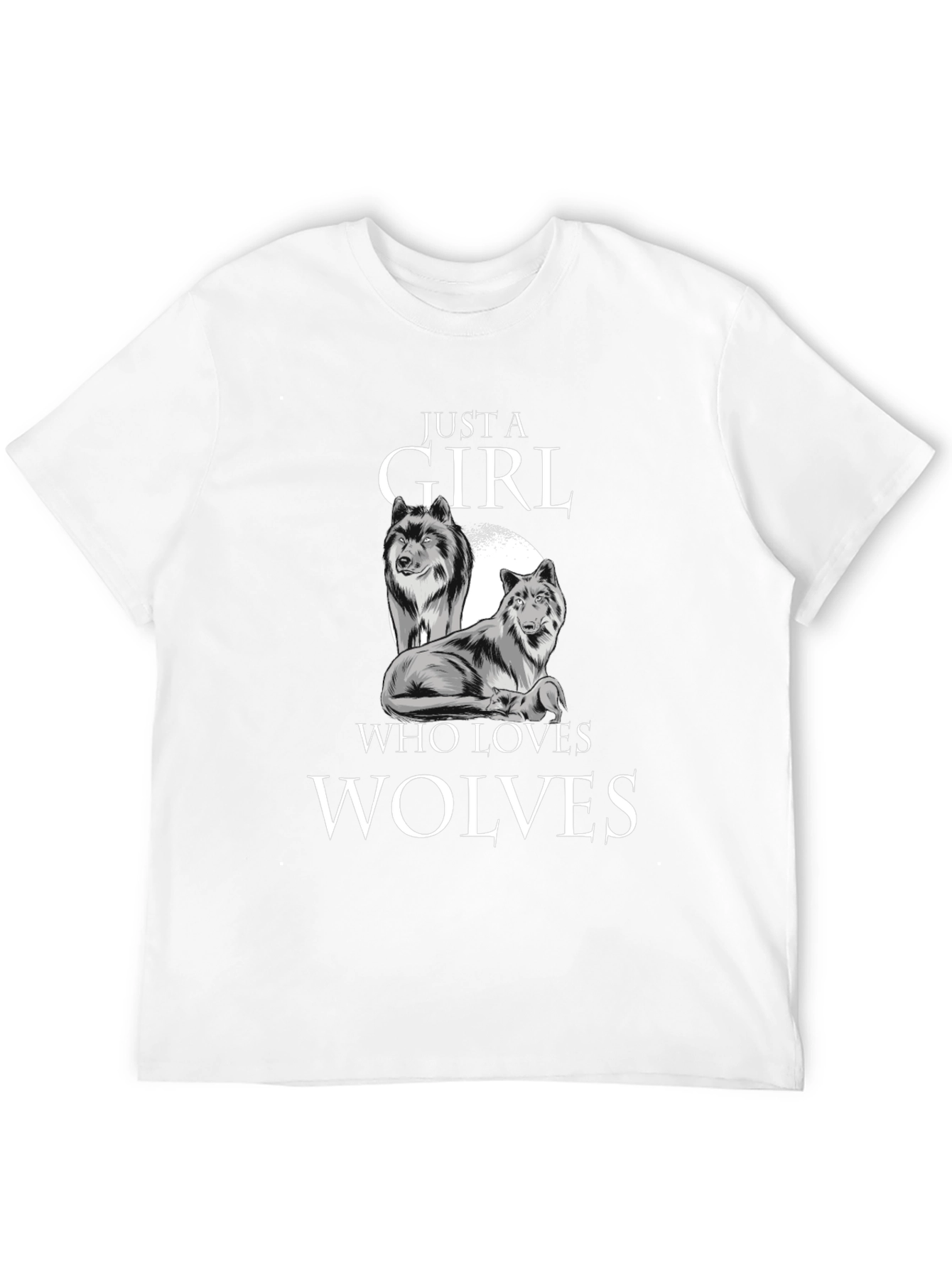 Black Just a Girl Who Loves Wolves T-Shirt view 12