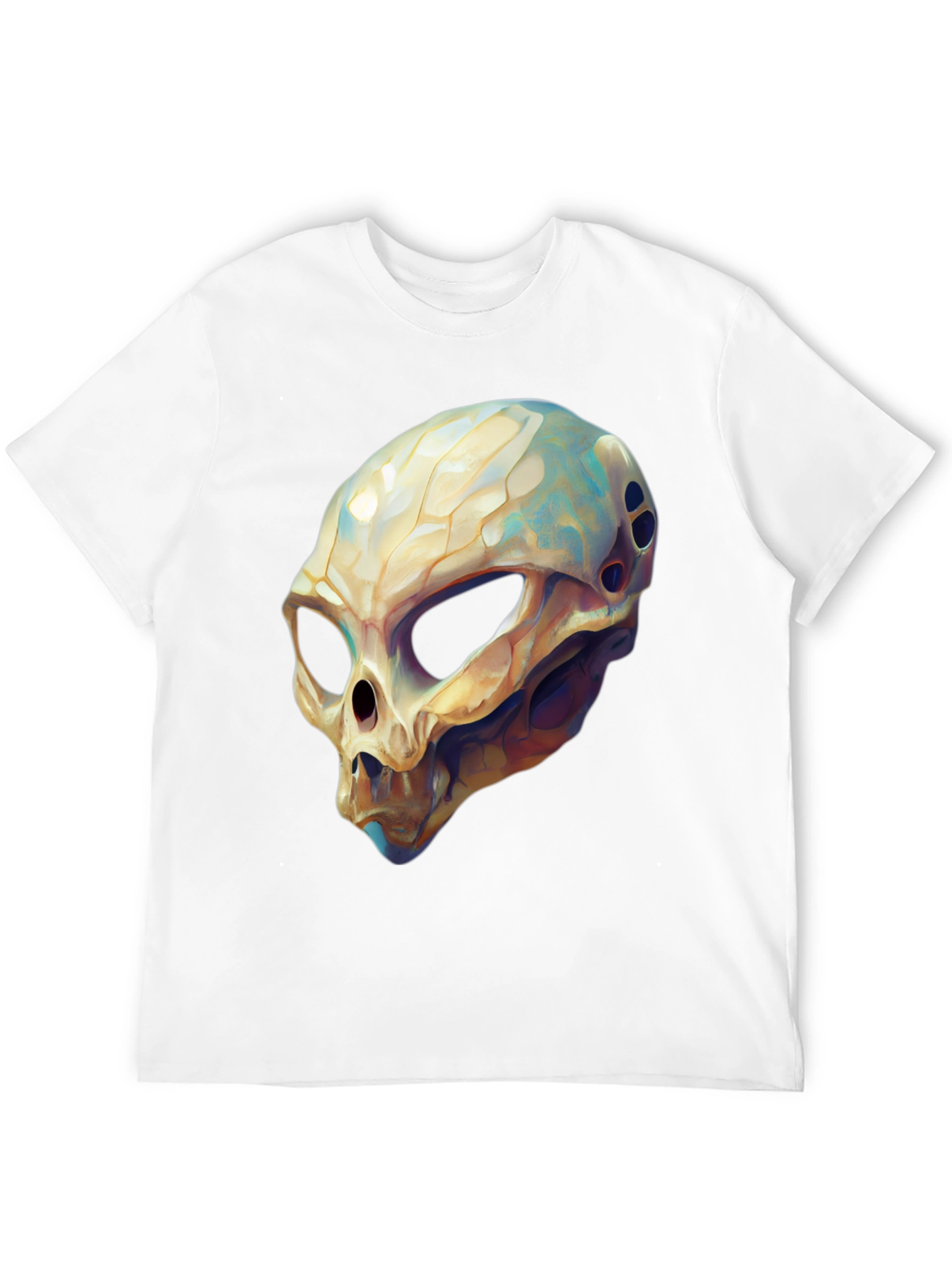 Black Alien Skull Graphic Tee - Black Cotton T-Shirt view 12