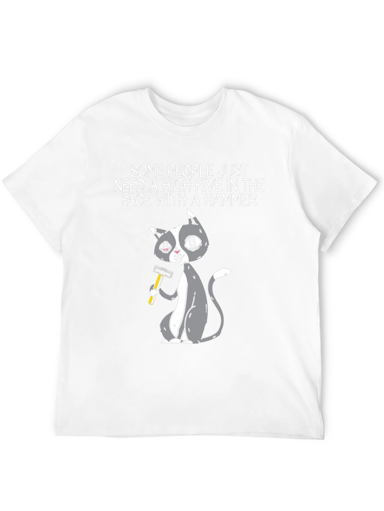 Black High Five Hammer Cat T-Shirt view 12