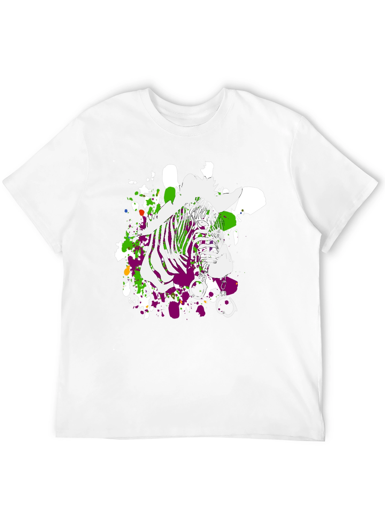 Black Zebra Graphic Print Men's T-Shirt - Black view 12