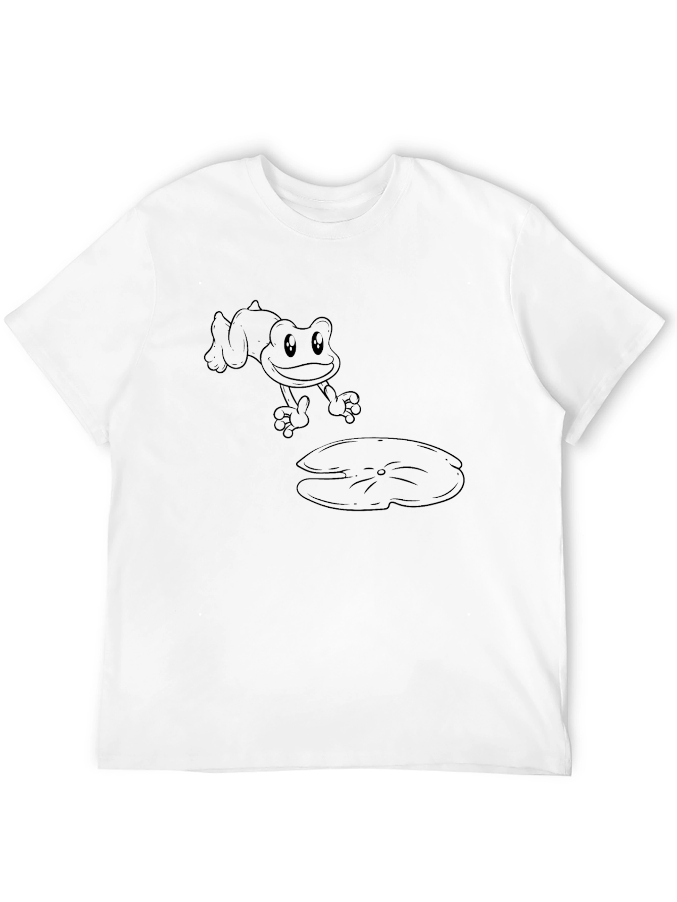 Black Frog on Lily Pad Graphic Tee - Black Cotton T-Shirt view 12