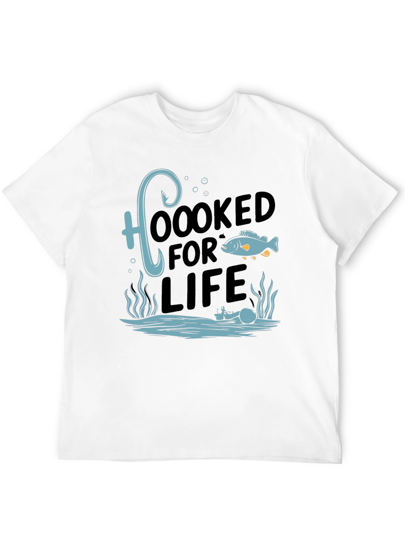 Black Hooked for Life Graphic Tee - Fishing Enthusiast's Shirt view 12