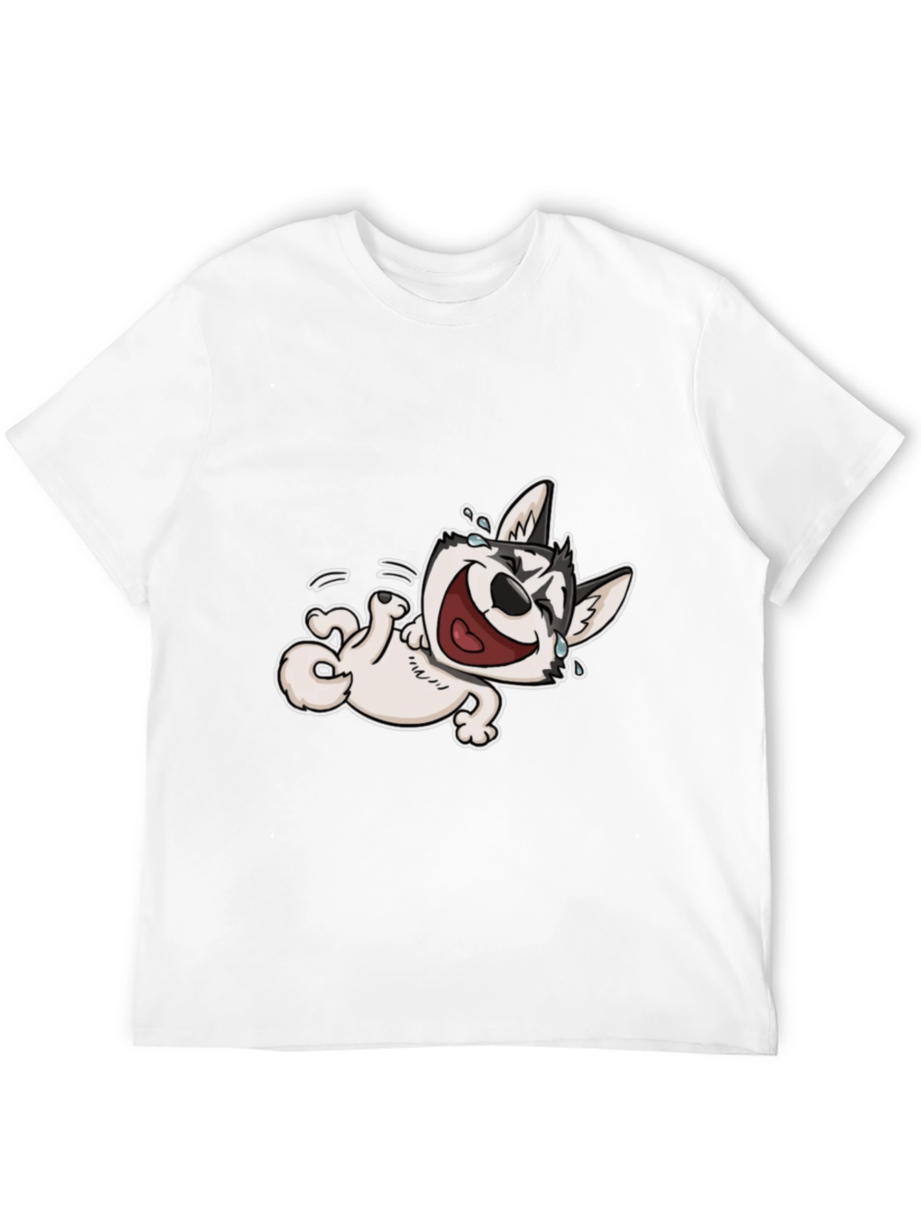 Black Laughing Husky T-Shirt - Black Cotton Tee view 12