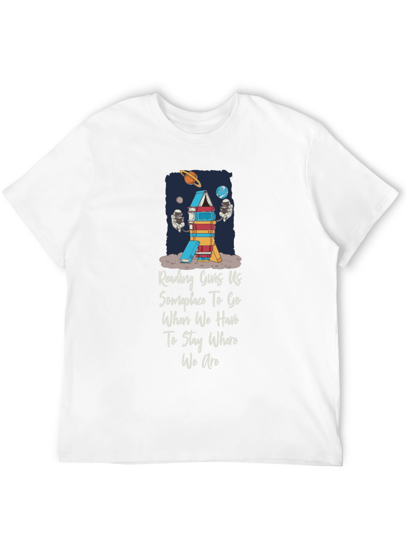 Black Reading Rocket T-Shirt - Space & Books view 12