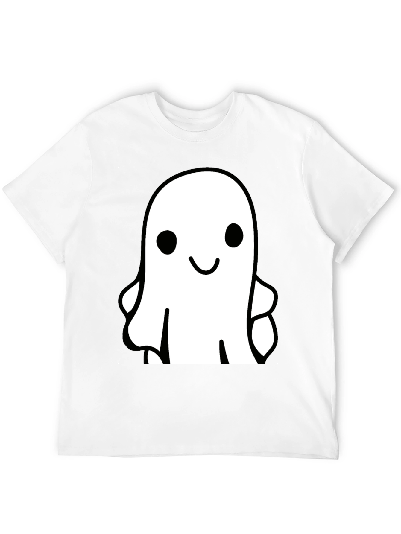 Black Cute Ghost Graphic Tee - Black Cotton T-Shirt view 12