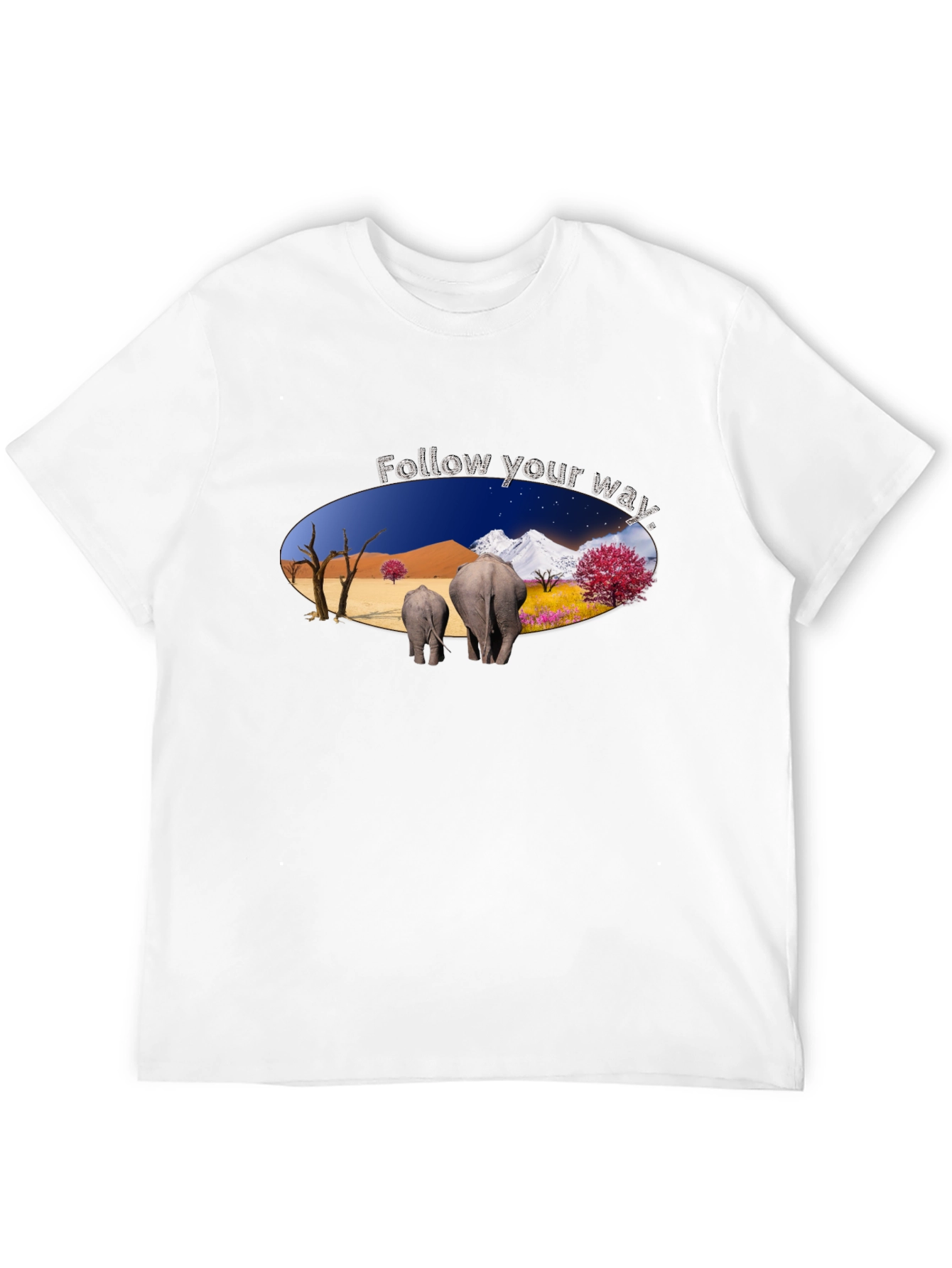Black Elephant Landscape Graphic T-Shirt view 12