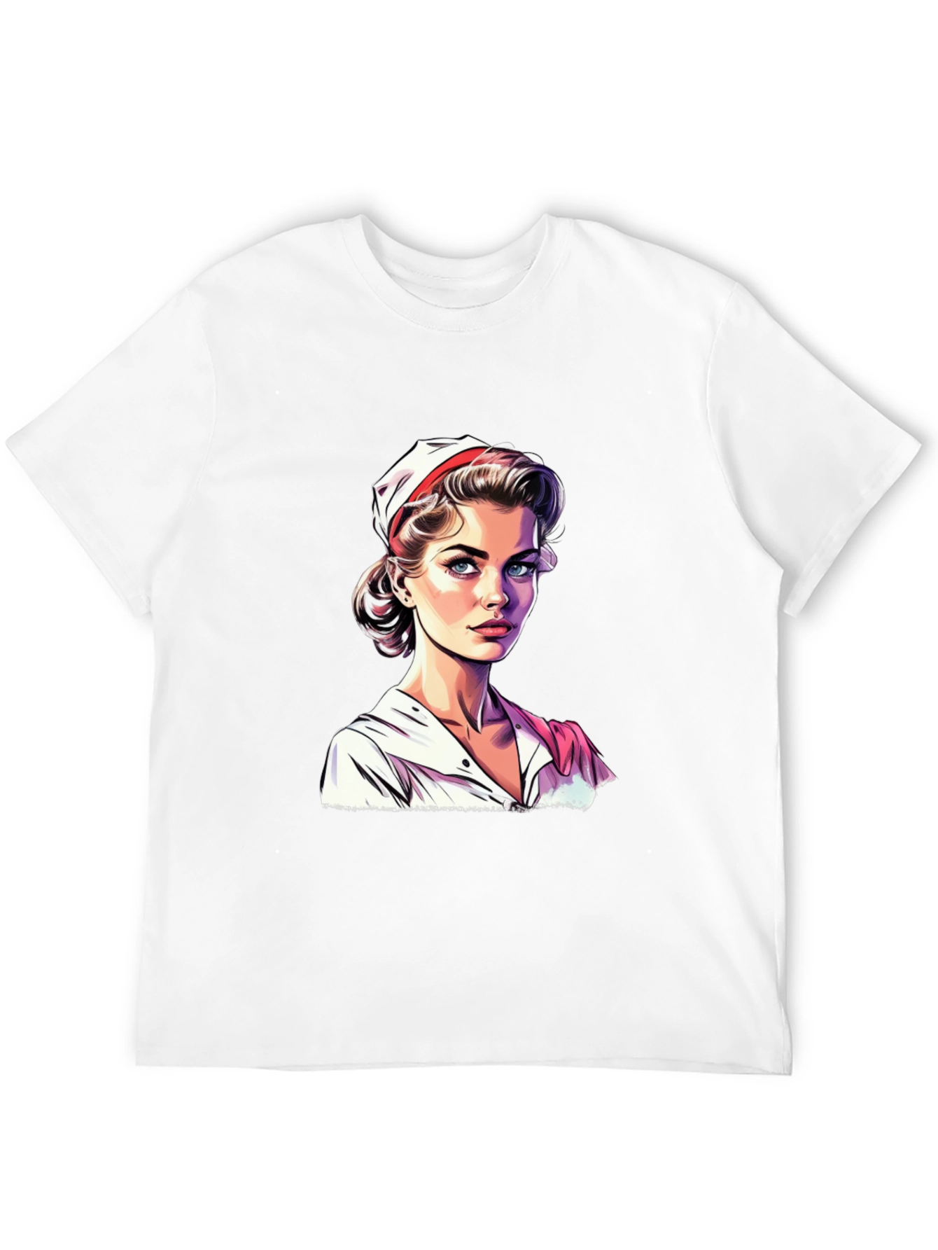 Black Vintage Nurse Graphic Tee - Retro Style T-Shirt view 12
