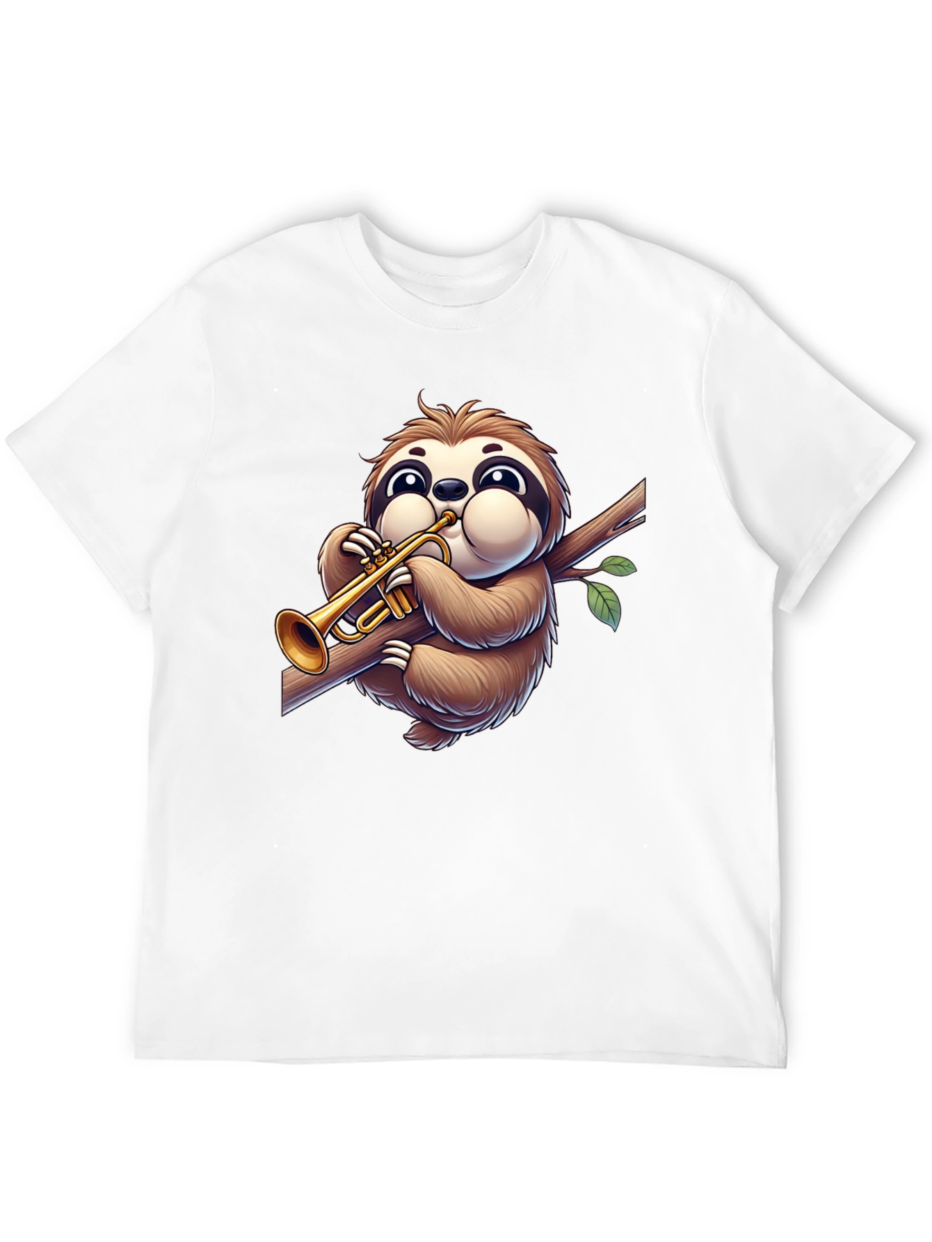 Black Sloth Trumpet T-Shirt - Cartoon Music Lover Tee view 12