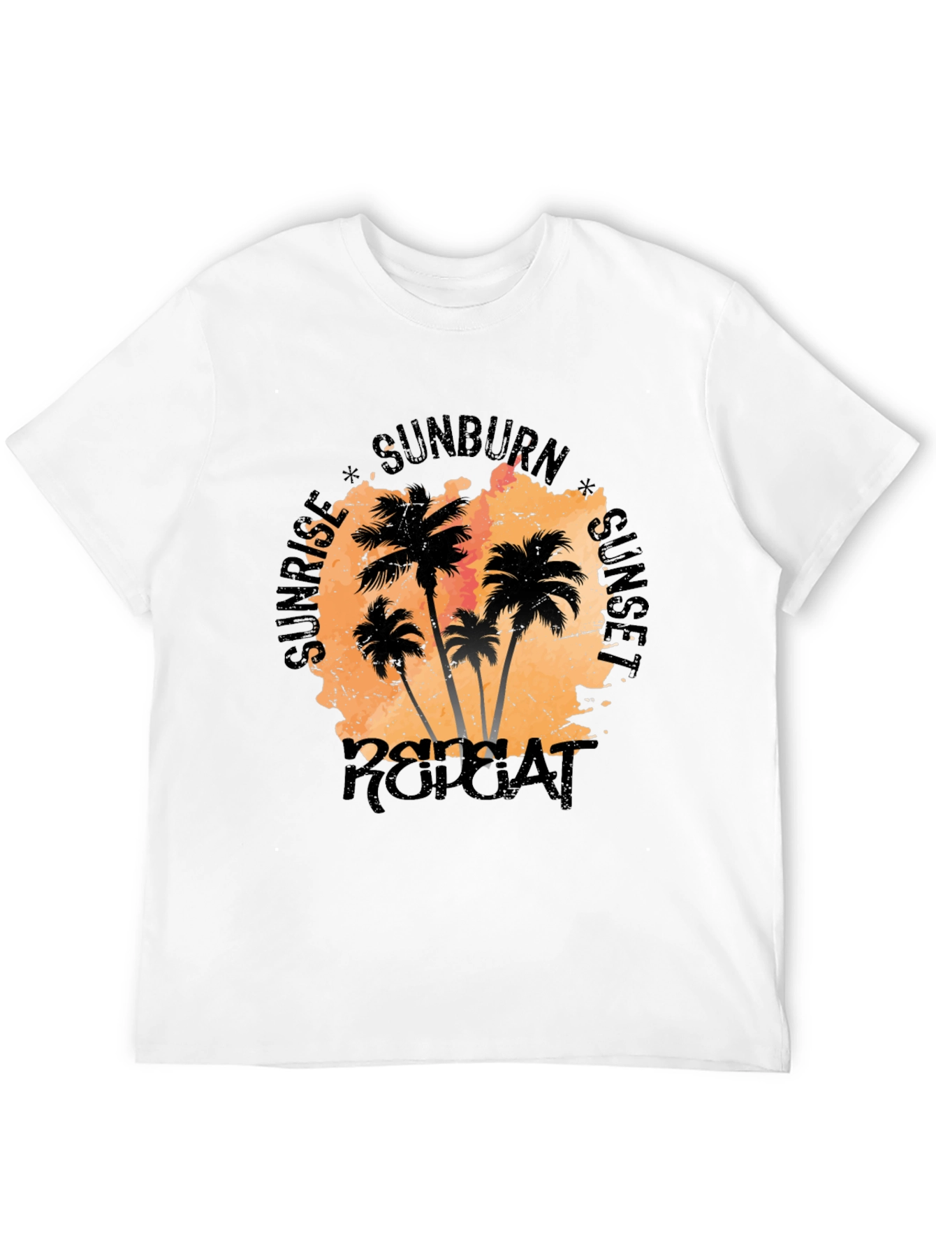 Black Sunrise Sunset Repeat Palm Tree T-Shirt view 12