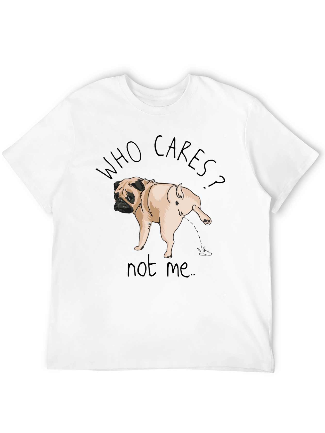 Black Funny Pug Dog Graphic Tee - Who Cares? view 12