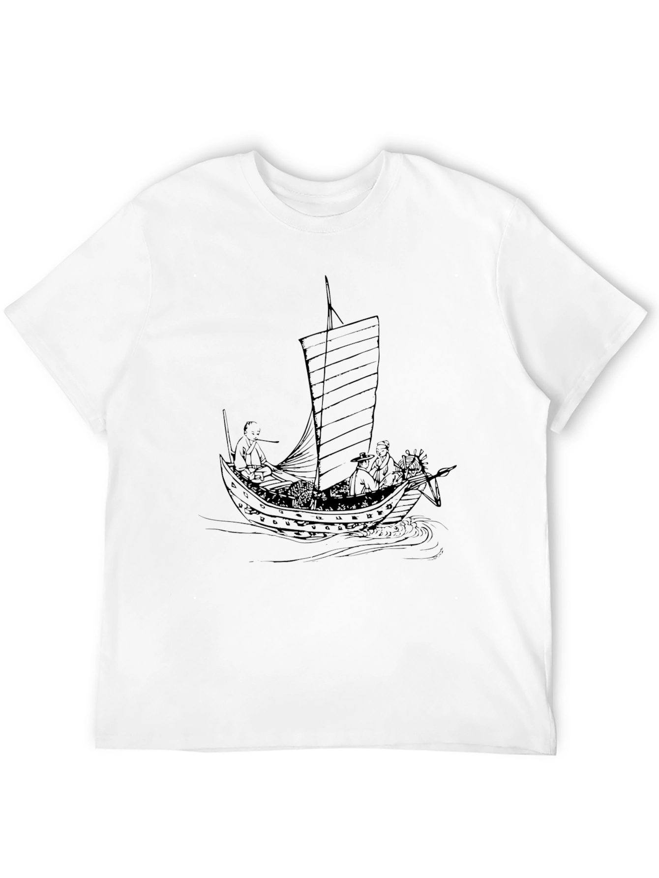 Black Black T-Shirt with Junk Ship Graphic view 12
