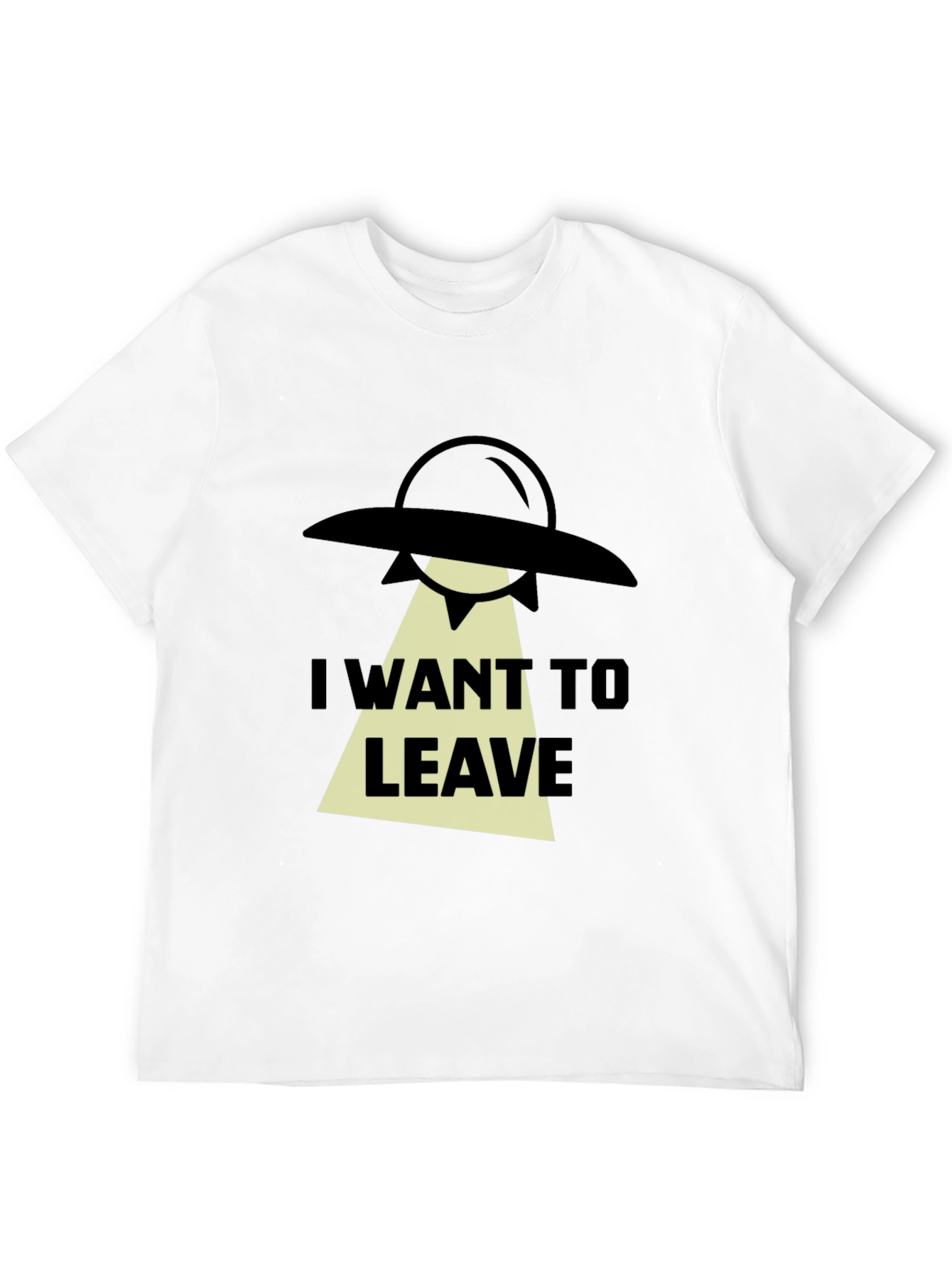 Black I Want To Leave Alien UFO Graphic T-Shirt view 12