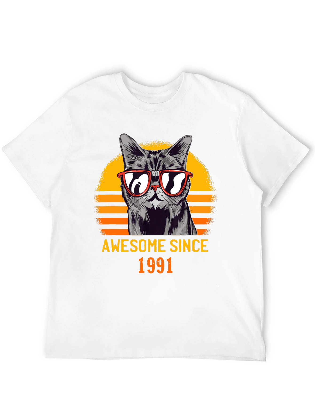 Black Awesome Since 1991 Cat Graphic T-Shirt view 12