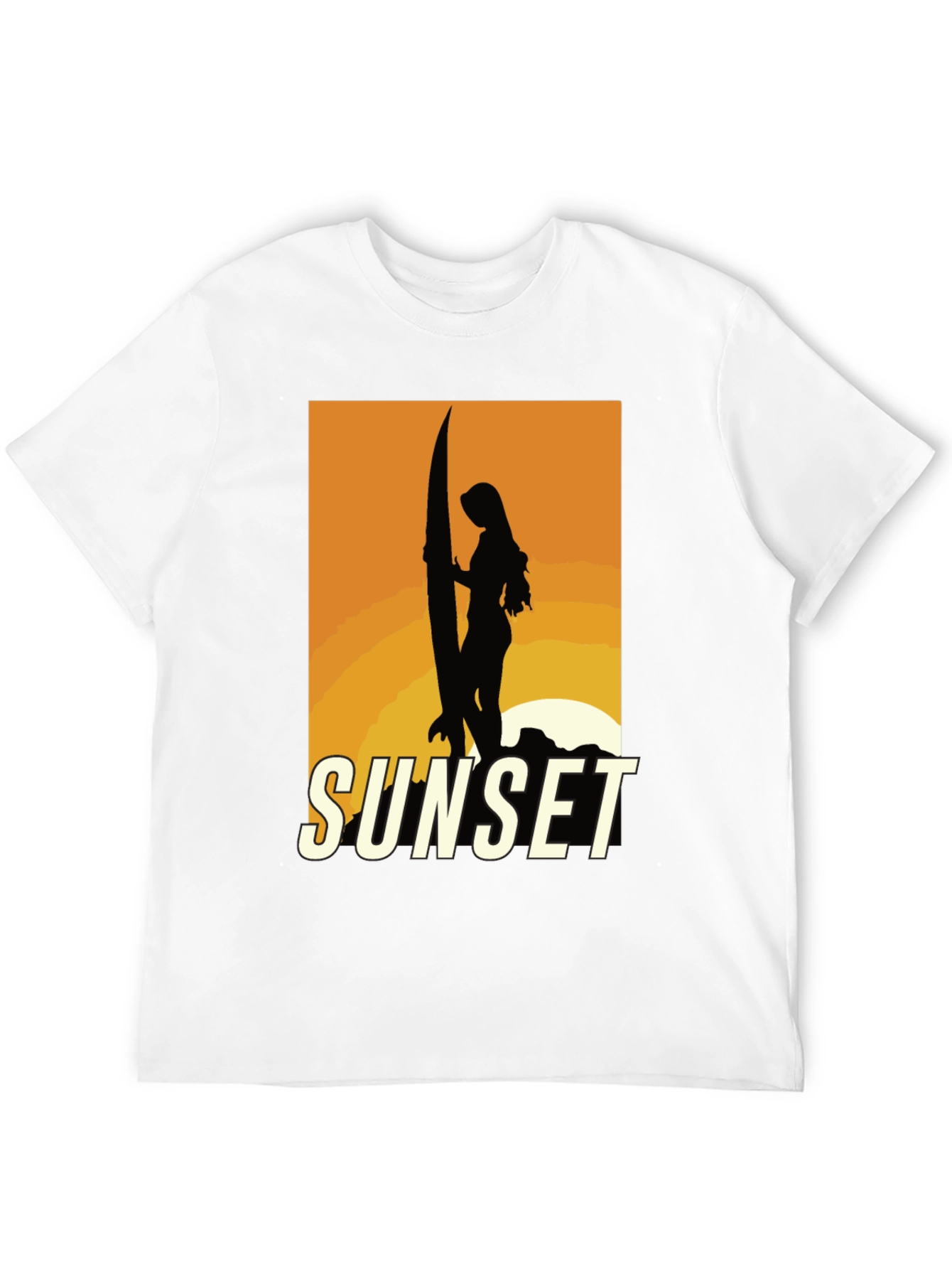 Black Sunset Surfer Graphic Tee - Black Cotton T-Shirt view 12