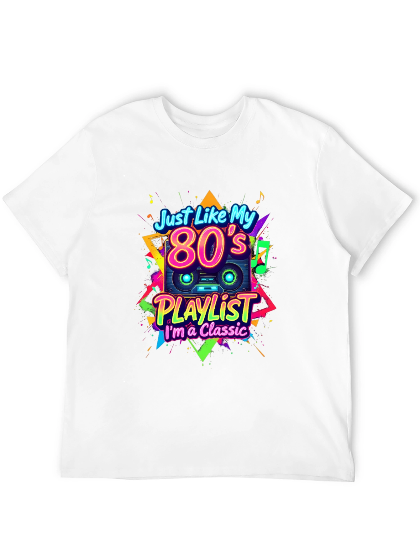 Black 80's Playlist Classic Black T-Shirt view 12