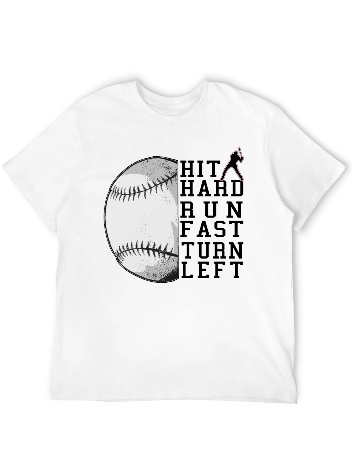 Black Baseball Hit Hard Run Fast T-Shirt view 12