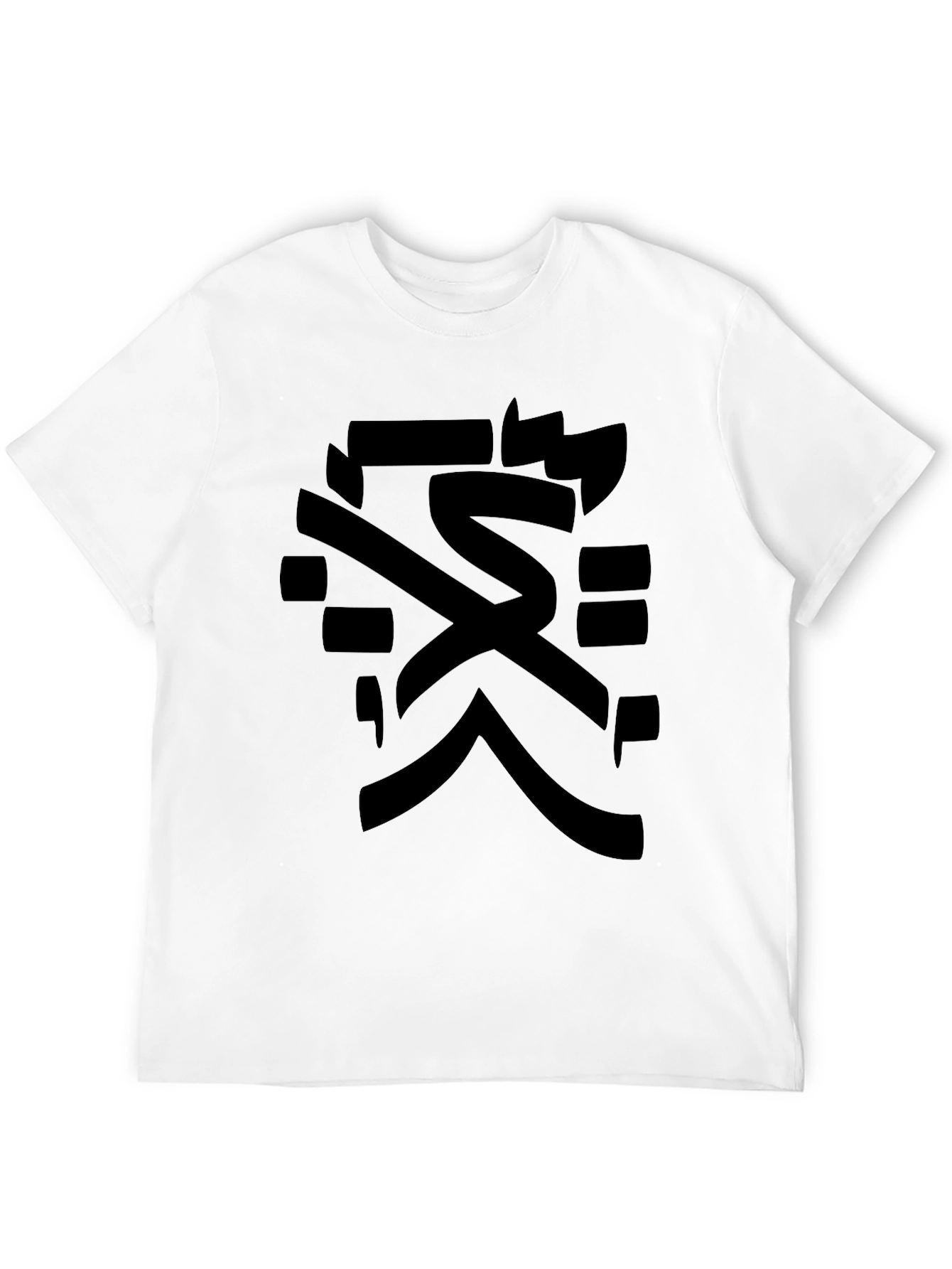 Black Men's Black T-Shirt with Japanese Symbol Graphic Print view 12