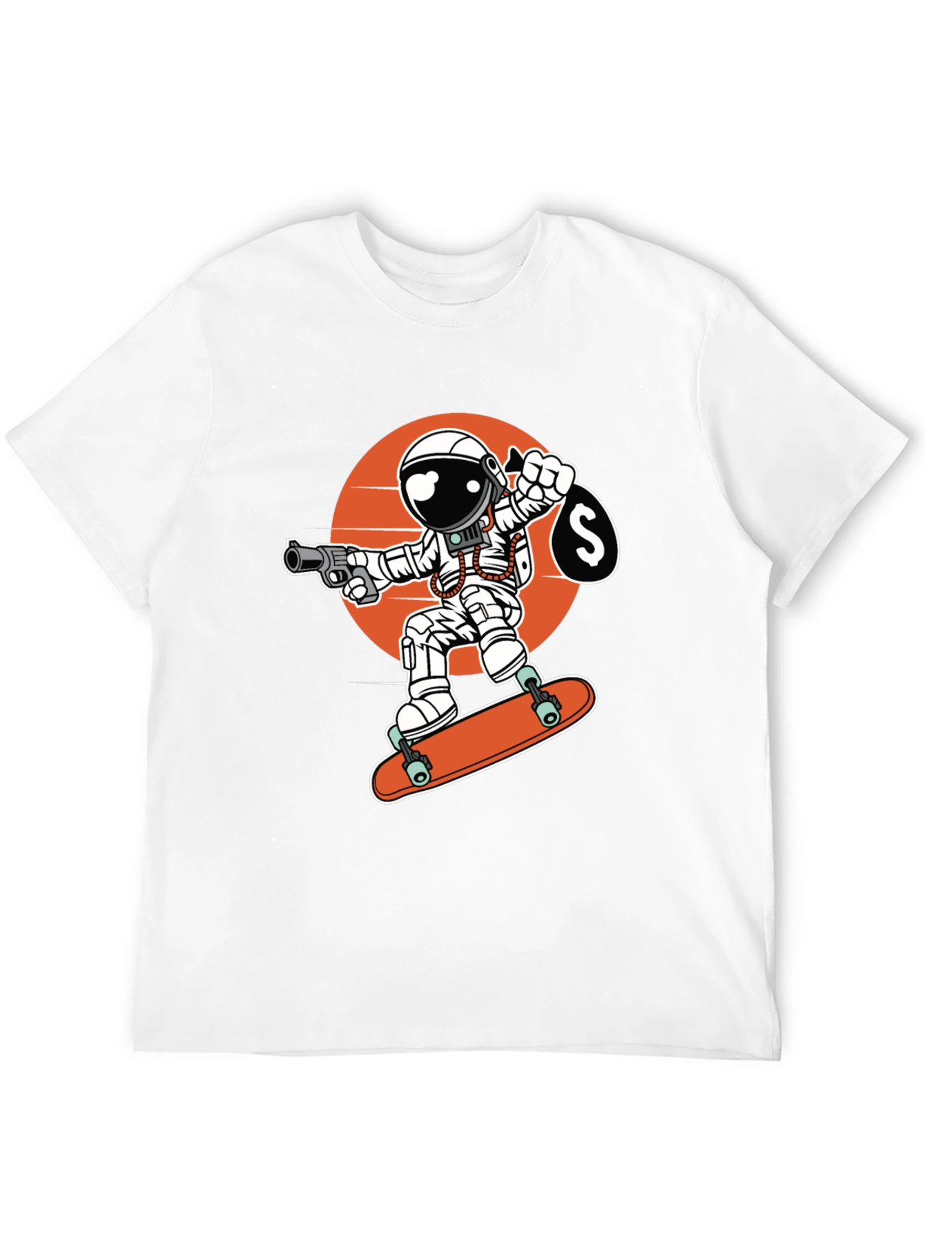 Black Astronaut Skateboarder Graphic Tee view 12