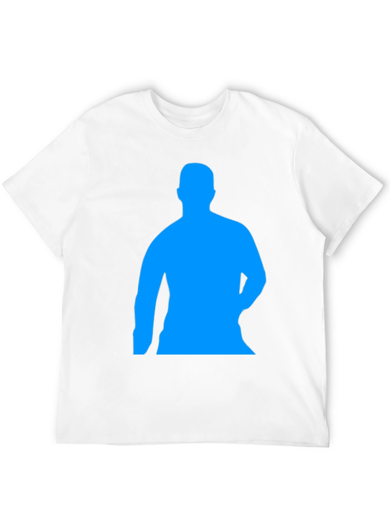 Black Men's Black T-Shirt with Blue Silhouette Print view 12