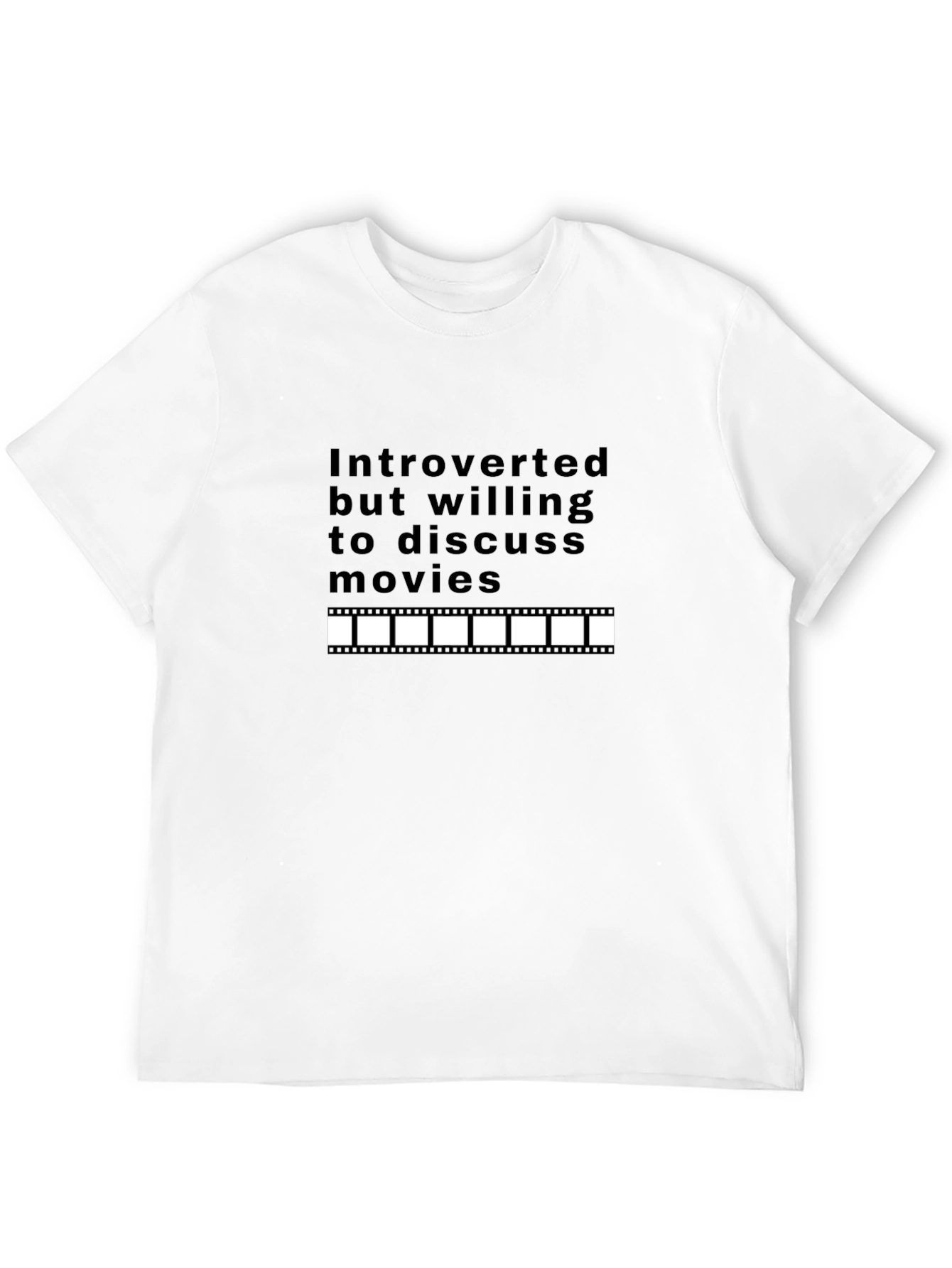 Black Introverted Movie Lover T-Shirt - Black Cotton Tee view 12