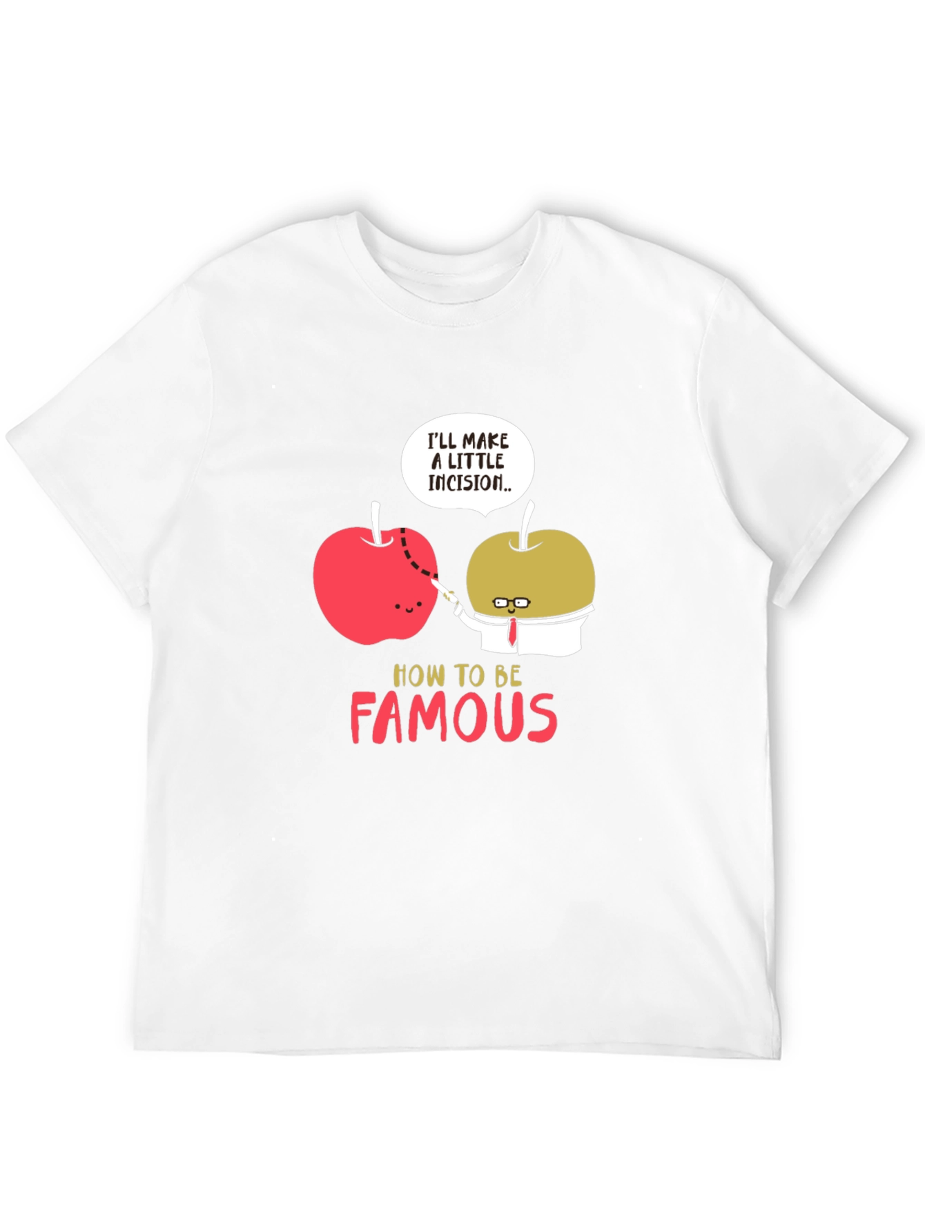 Black Funny Apple Incision Graphic T-Shirt view 12