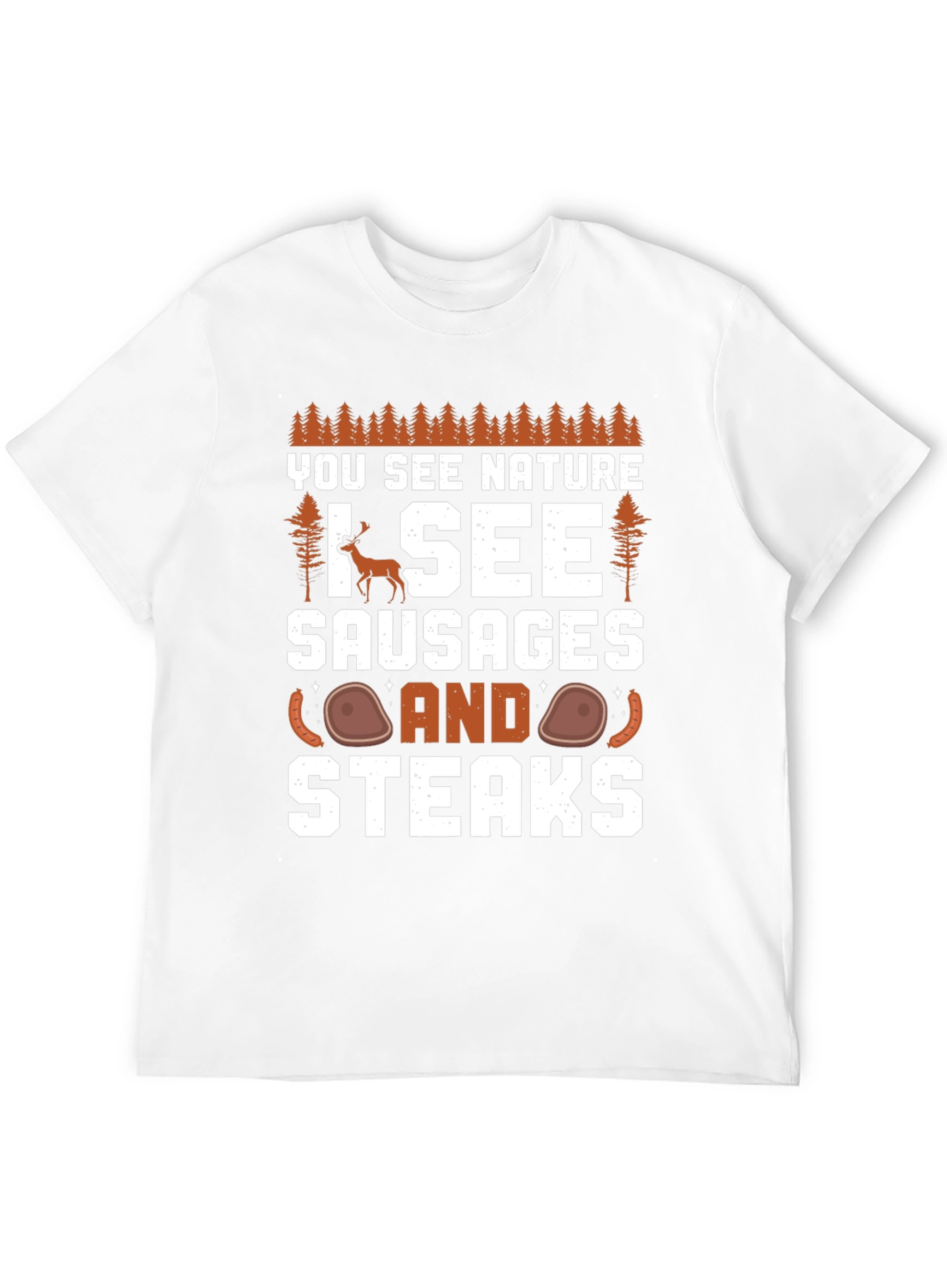 Black Nature Humor T-Shirt - I See Sausages and Steaks view 12