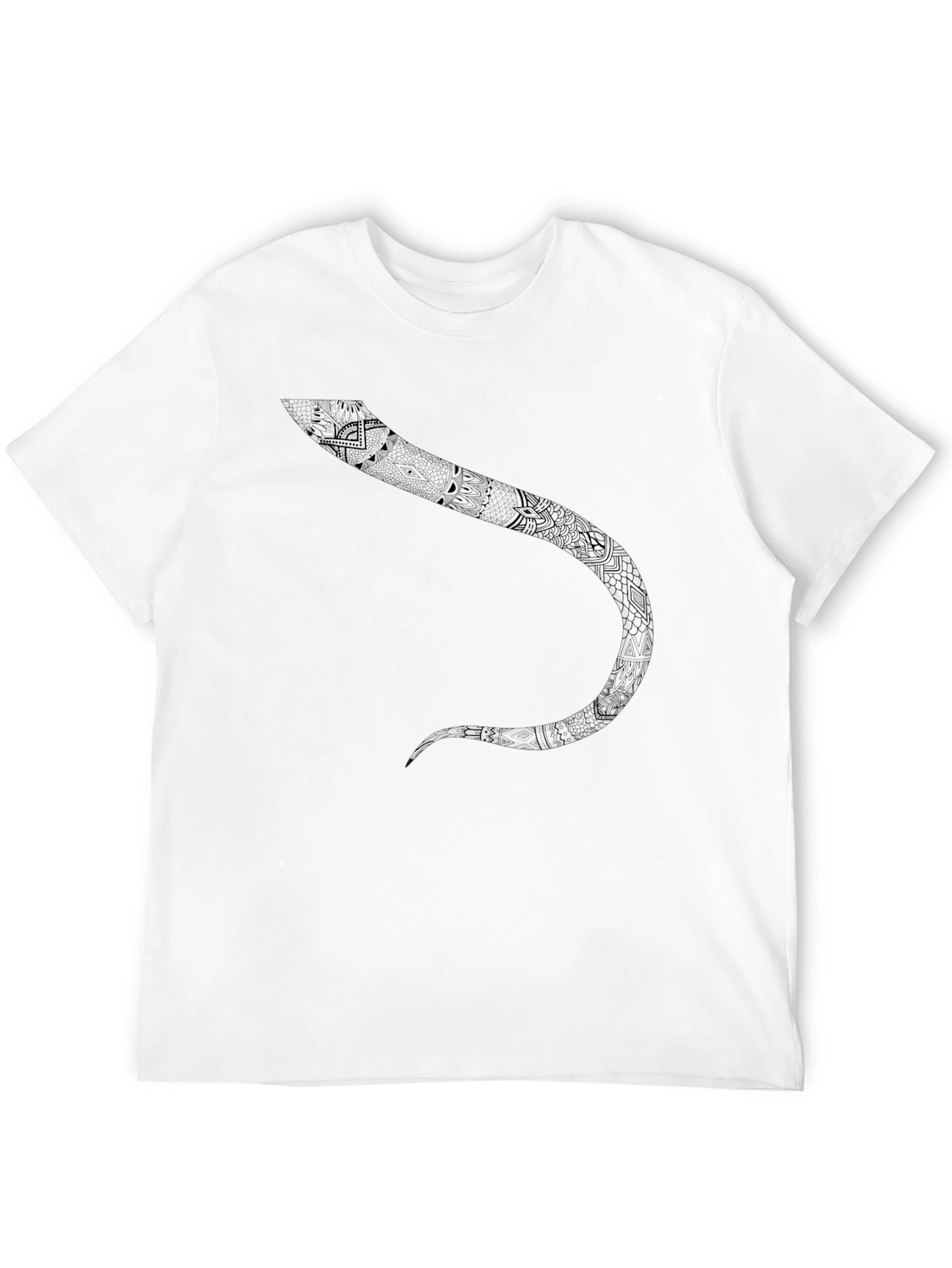 Black Tribal Snake Graphic Black T-Shirt view 12