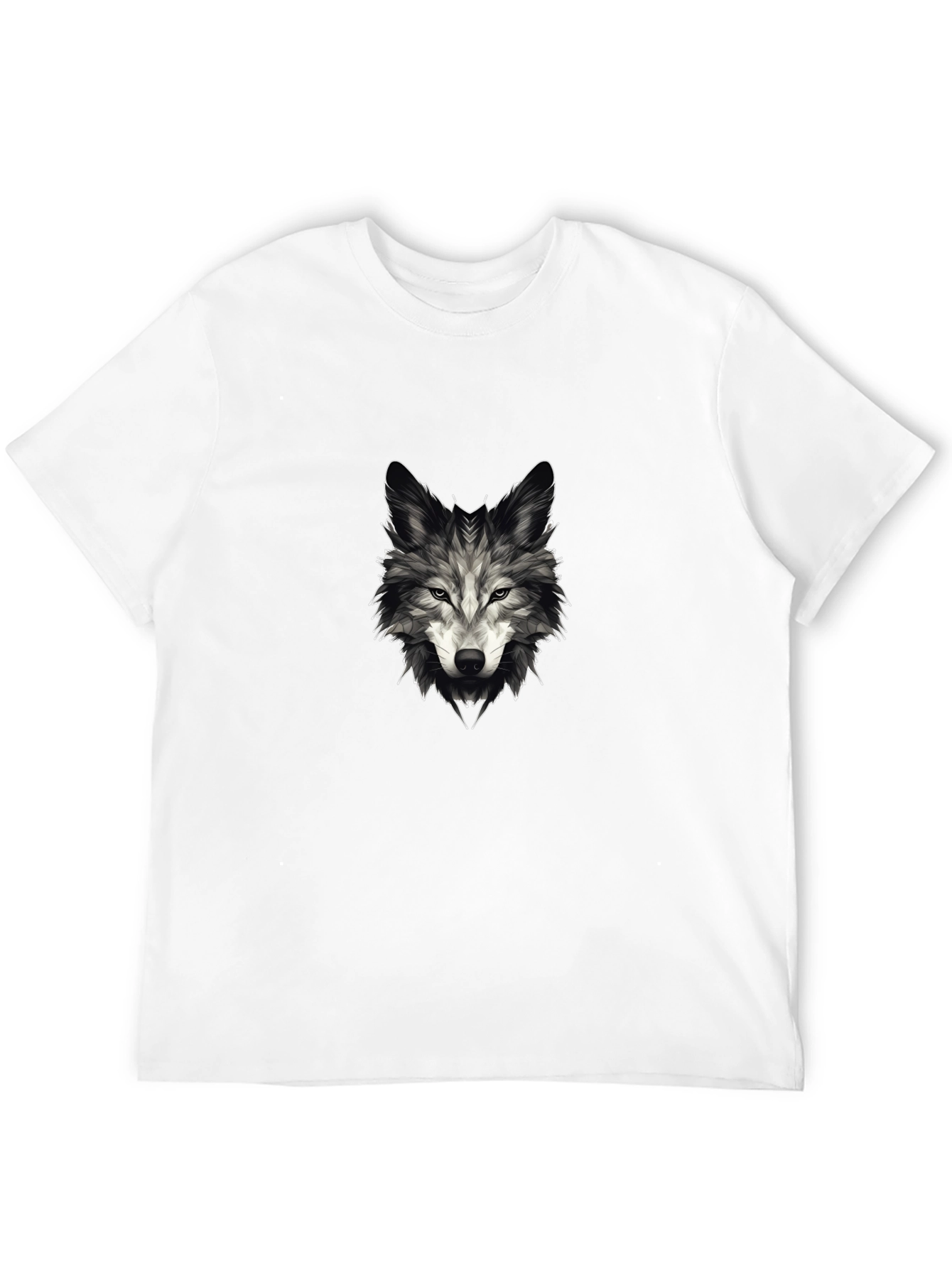 Black Men's Wolf Graphic Tee - Stylish Black T-Shirt view 12