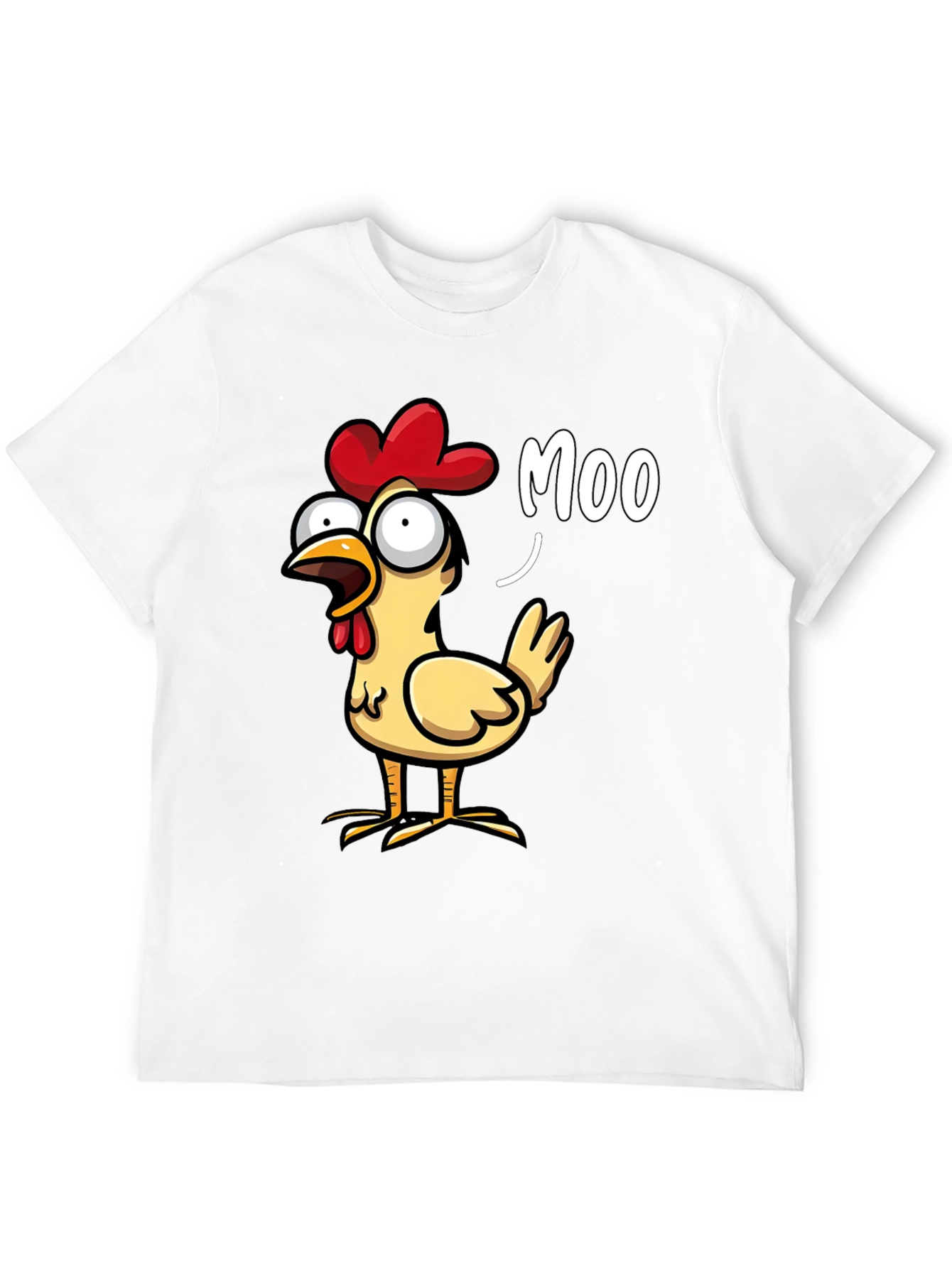 Black Funny Chicken Moo T-Shirt - Novelty Humor Tee view 12