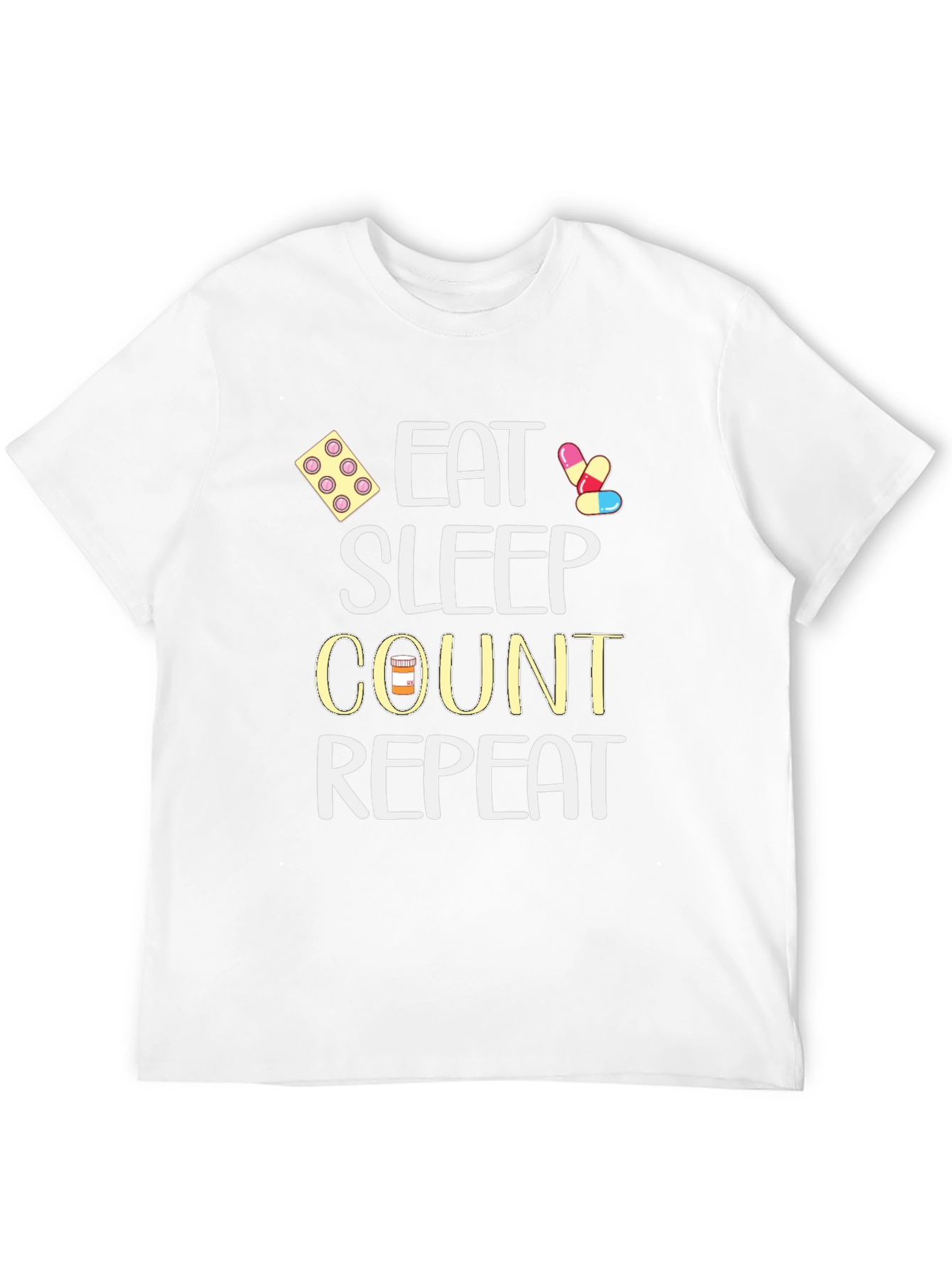 Black Eat Sleep Count Repeat - Funny Medical T-Shirt view 12