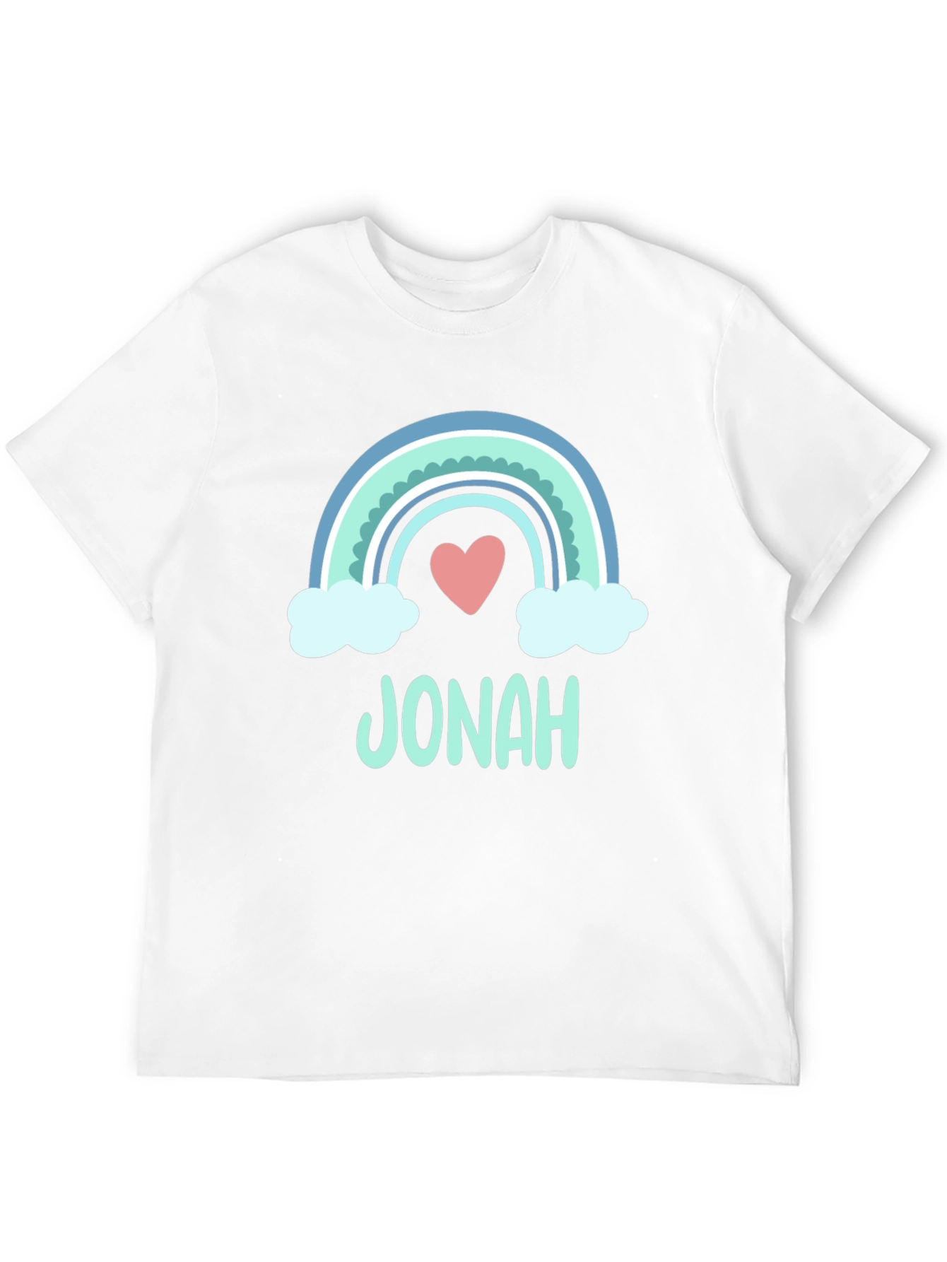 Black Personalized "Jonah" Rainbow Heart T-Shirt view 12