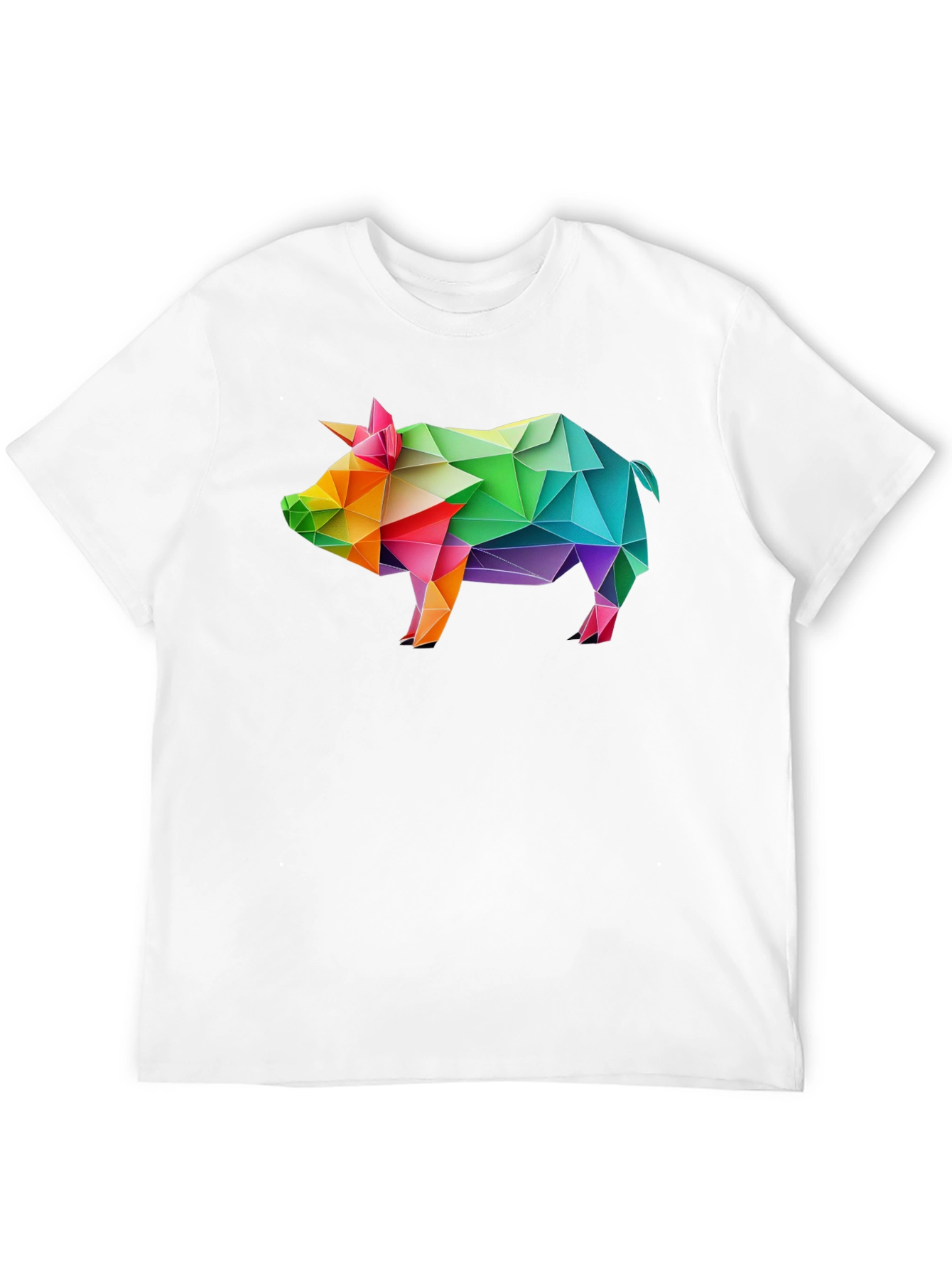 Black Geometric Pig T-Shirt - Black, Unique Design view 12