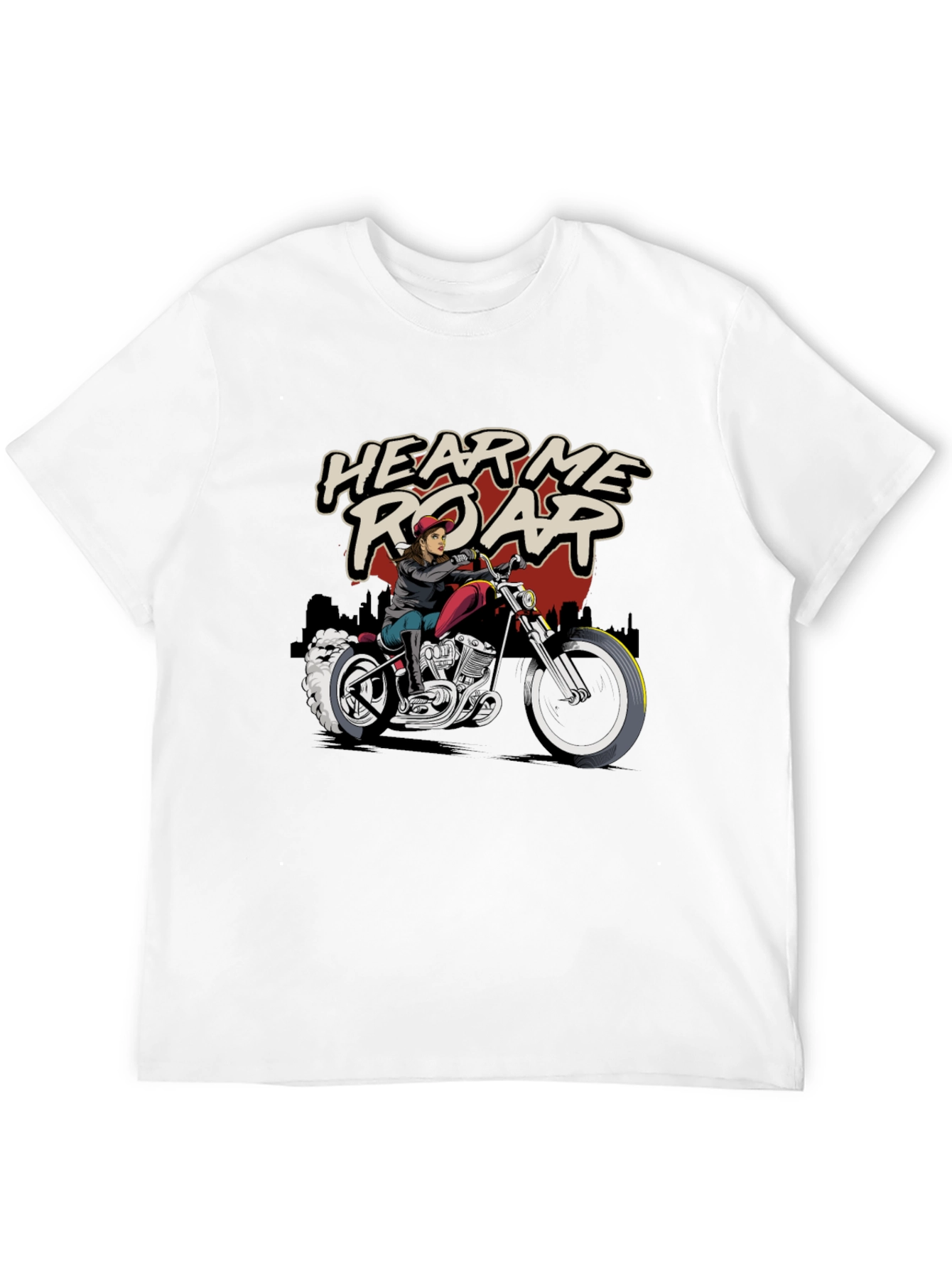 Hear Me Roar Biker T-Shirt - Black Cotton Tee - 12