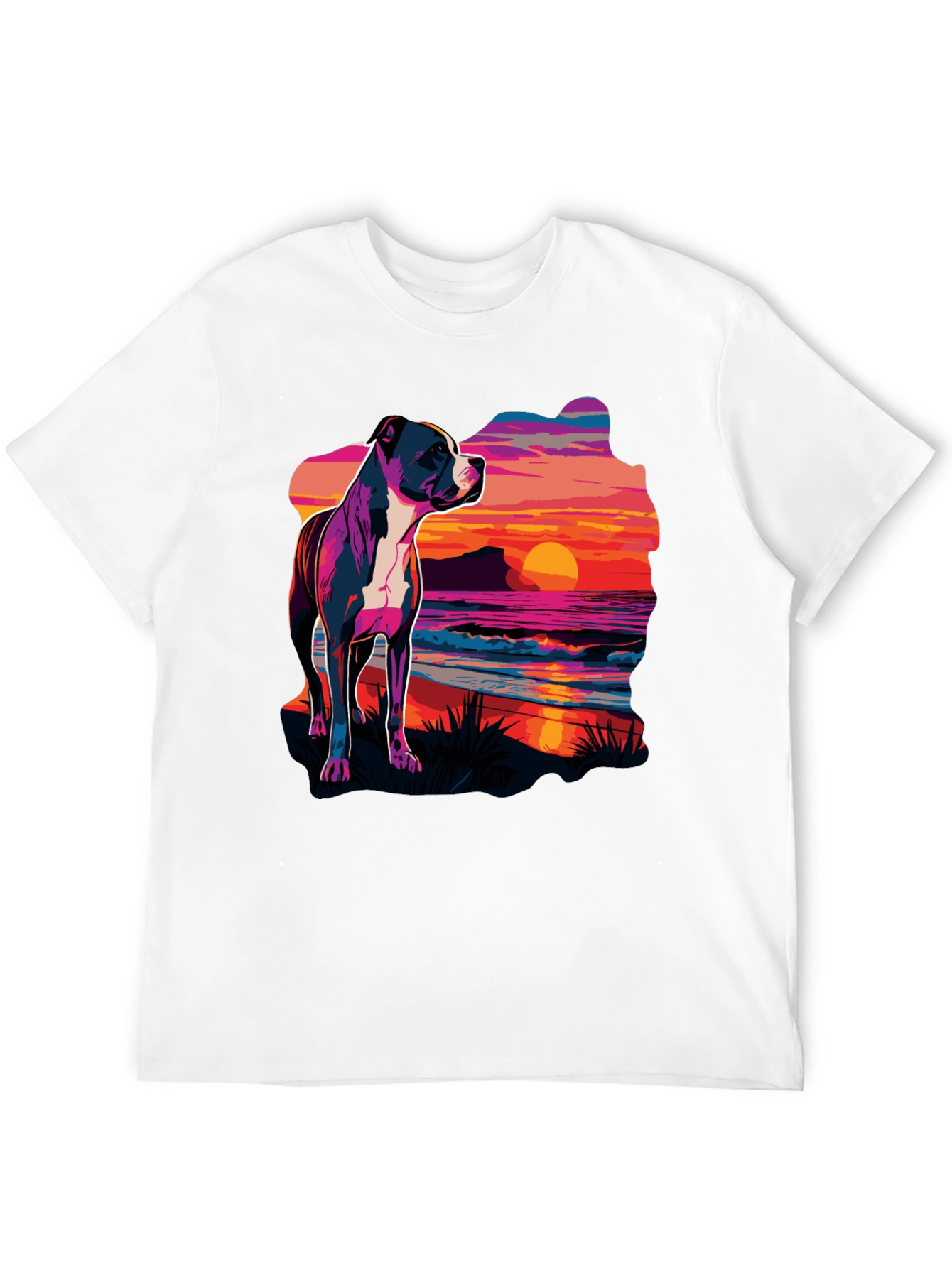 Black Sunset Pitbull Graphic Tee - Cool Dog Lover Shirt view 12