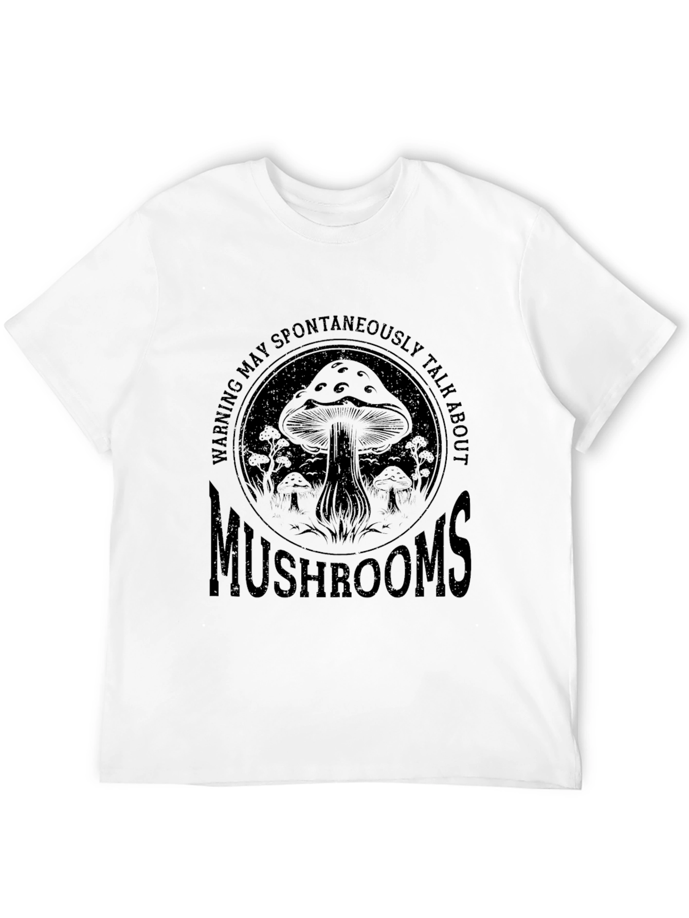 Black Mushroom Lover T-Shirt - Warning May Spontaneously Talk view 12