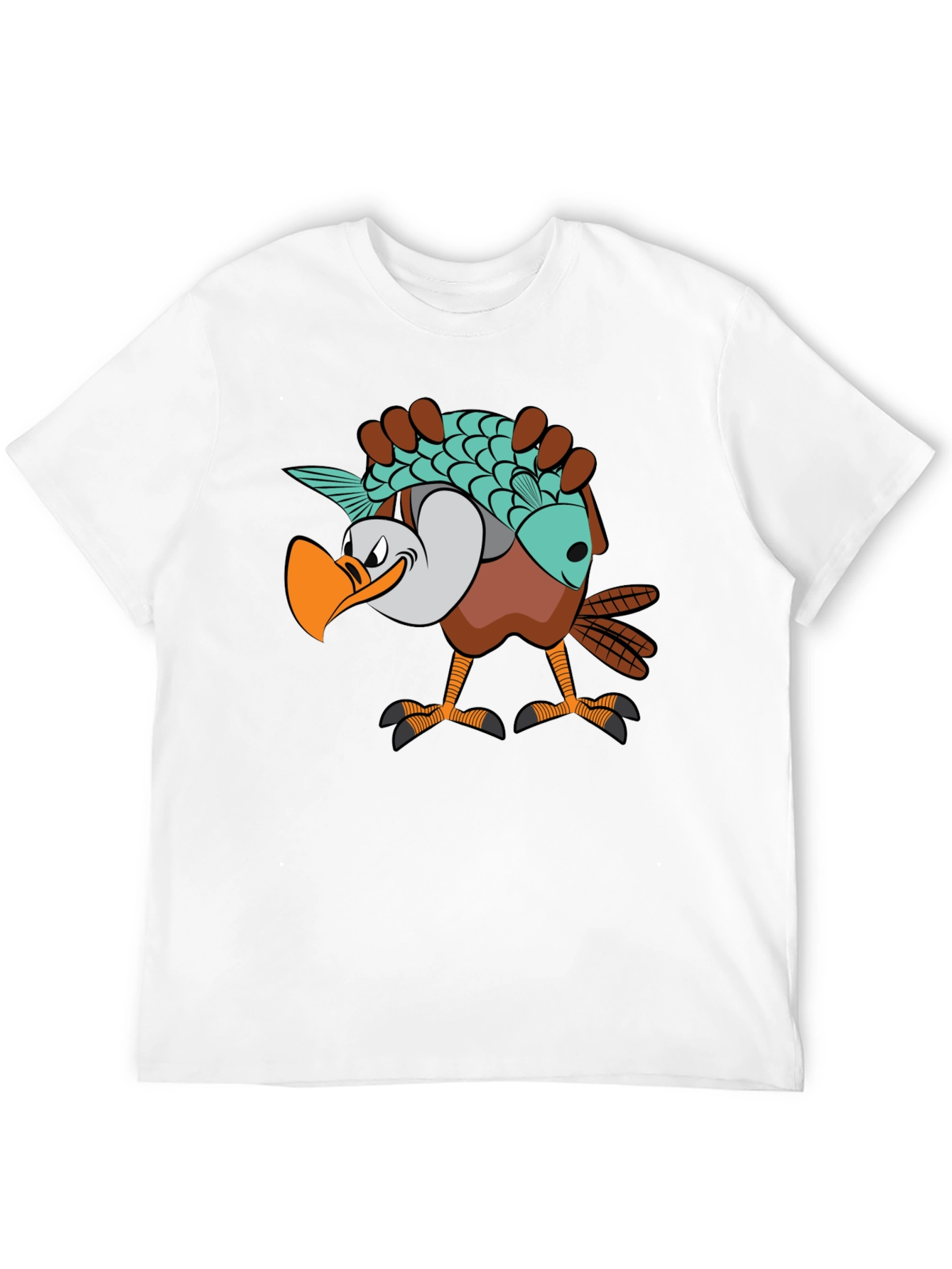 Black Funny Eagle Carrying Fish Graphic T-Shirt view 12