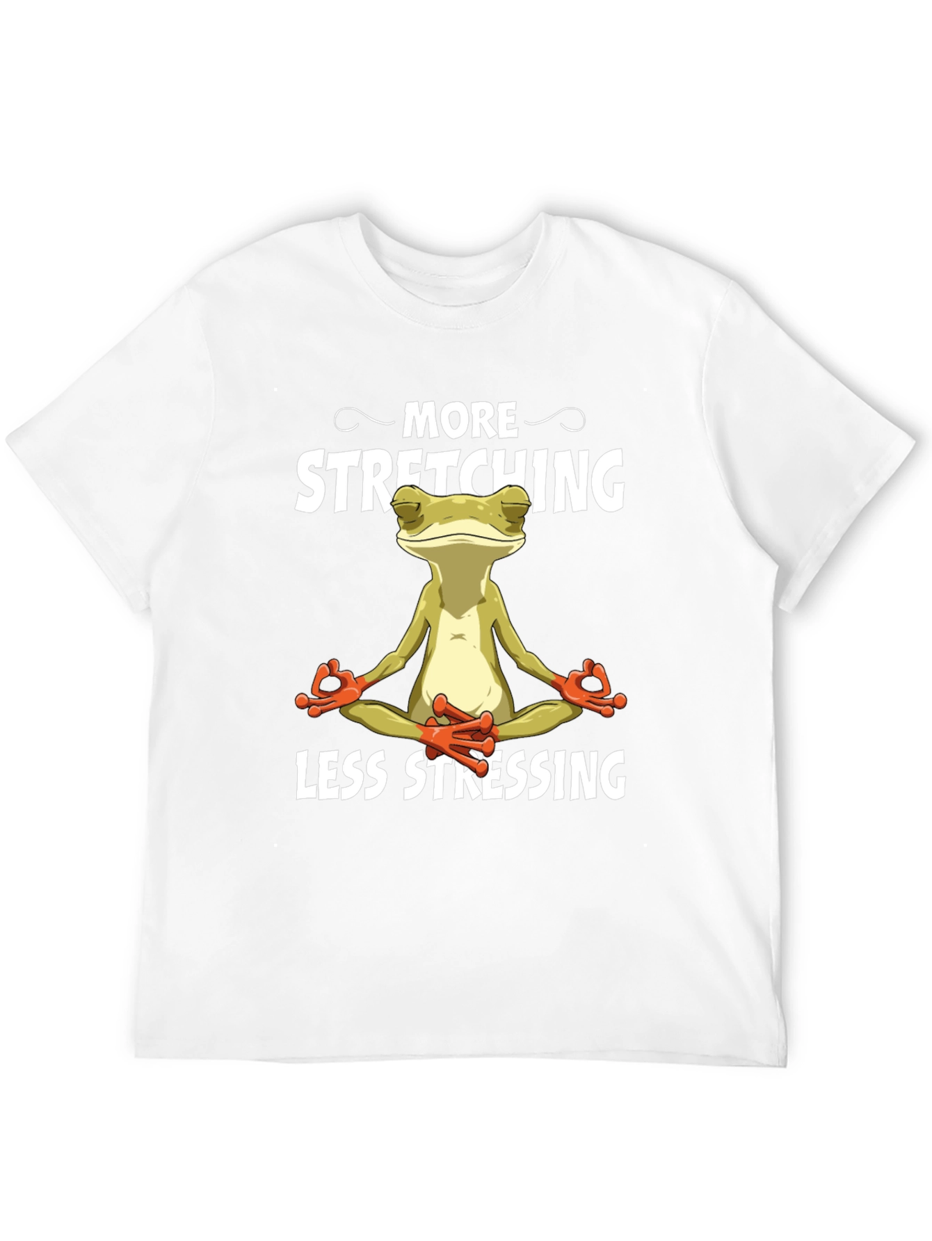 Meditating Frog T-Shirt: More Stretching, Less Stressing - 12