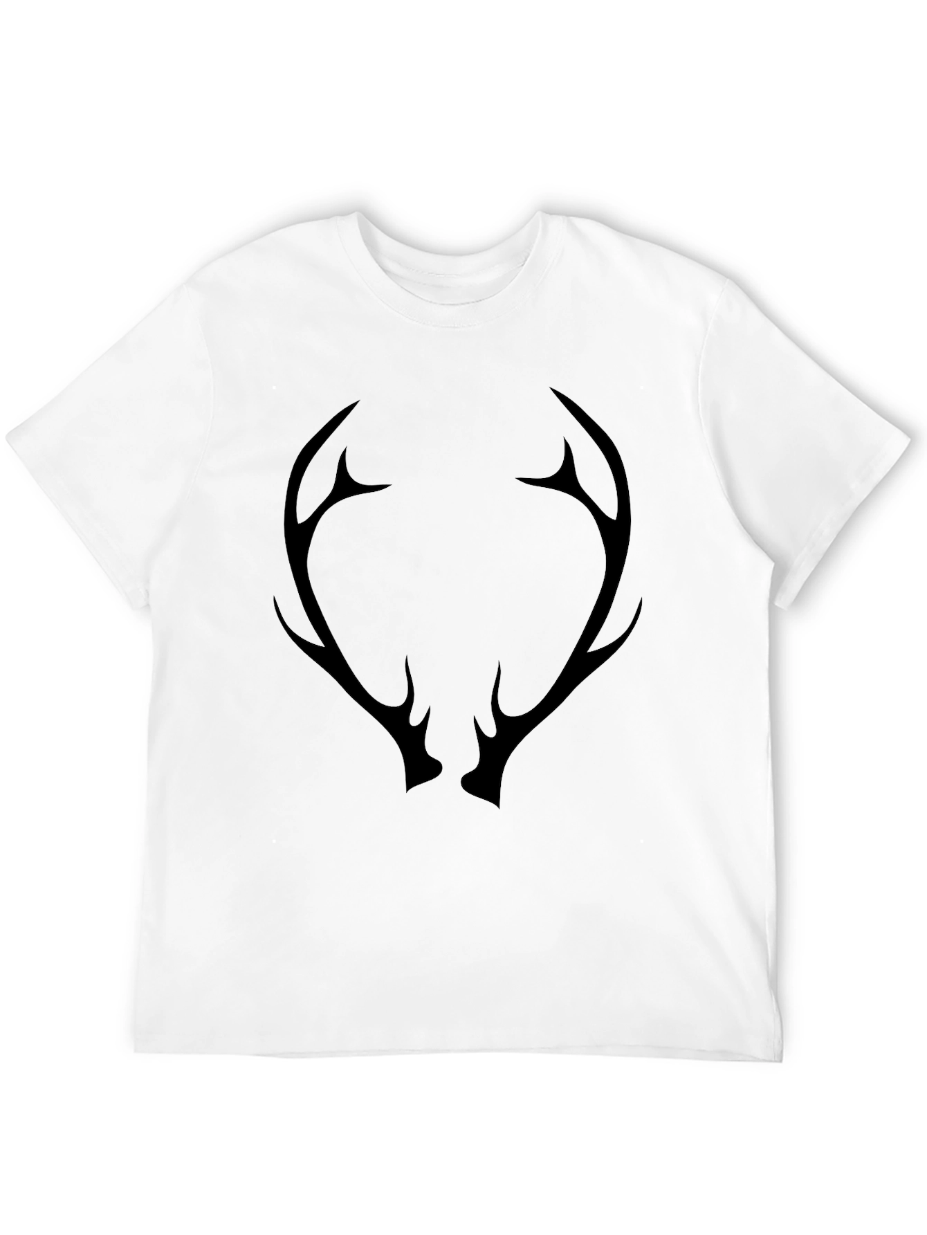 Black Men's Black T-Shirt with Antler Graphic view 12