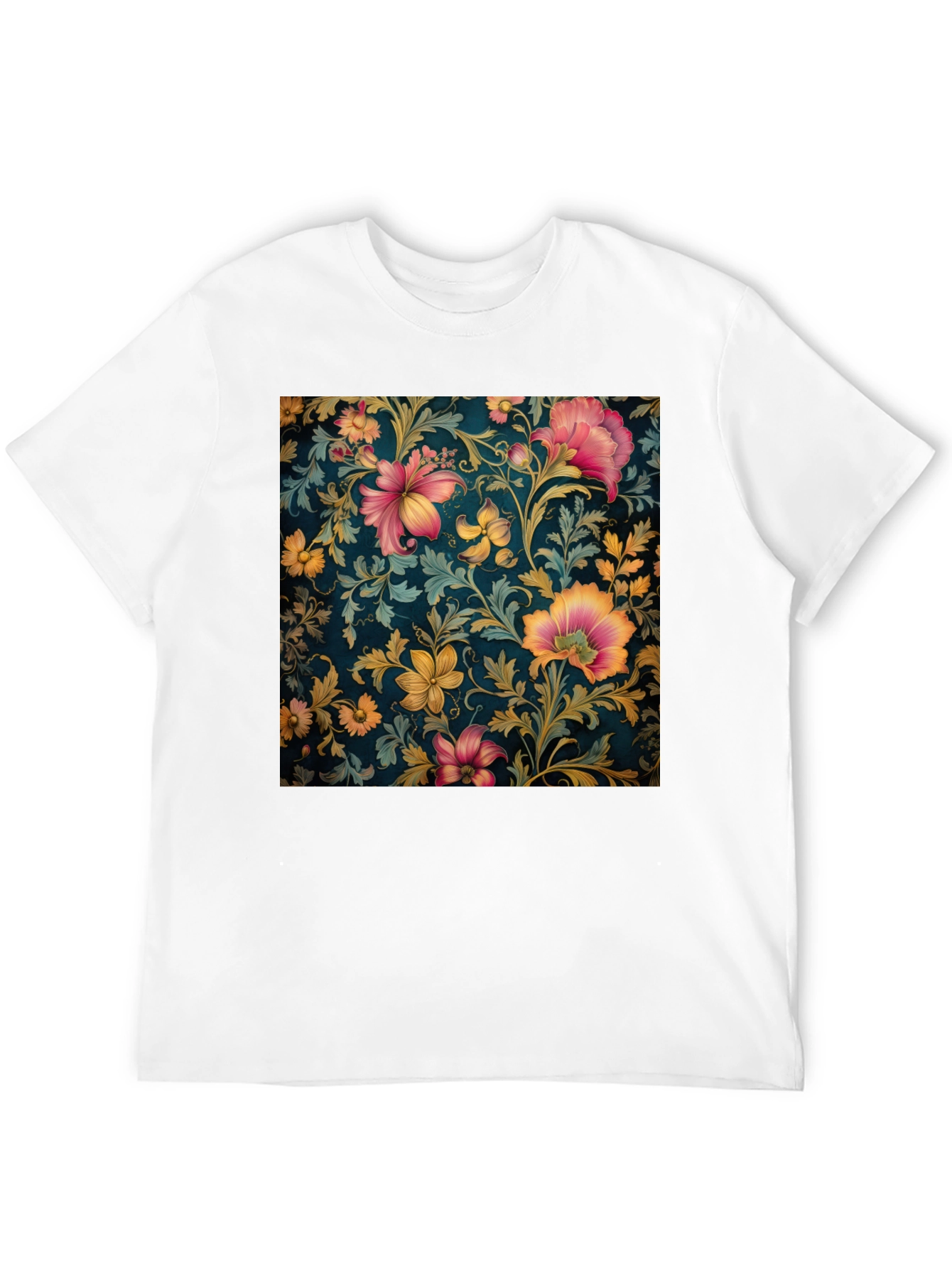 Black Floral Print Crew Neck T-Shirt view 12