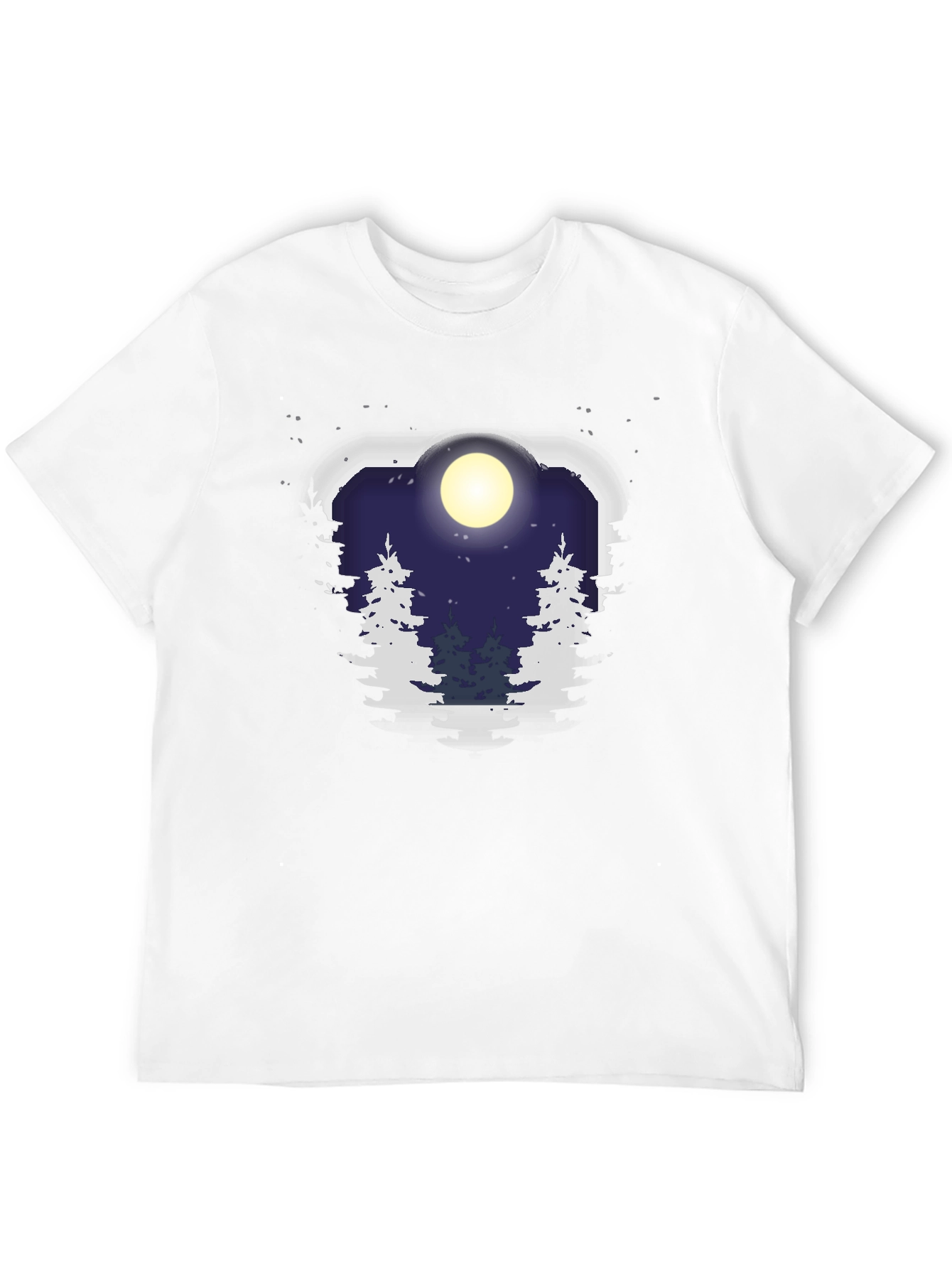 Black Night Forest Moon Graphic Tee - Unisex Black T-Shirt view 12