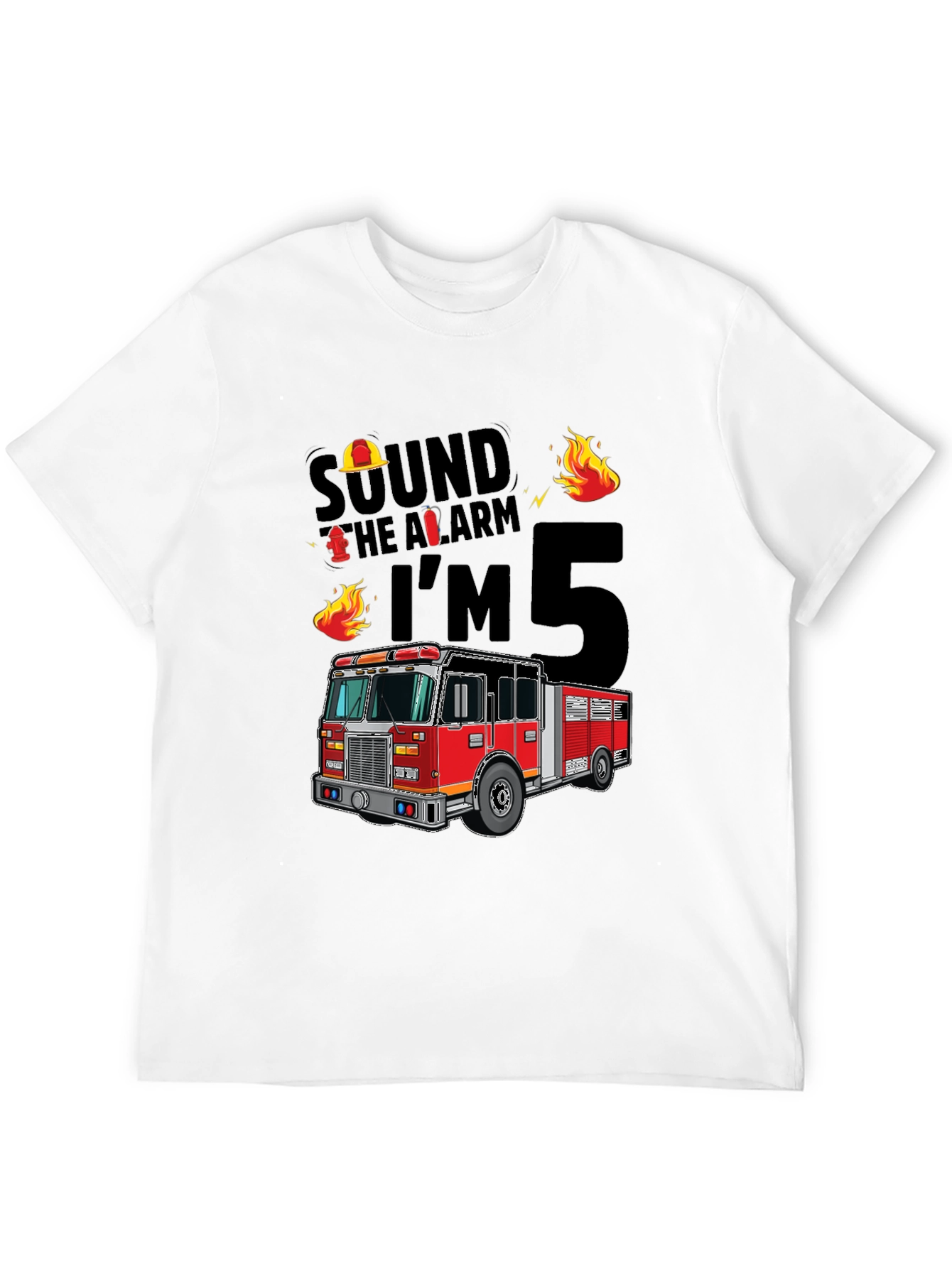 Black Fire Truck 5th Birthday T-Shirt view 12