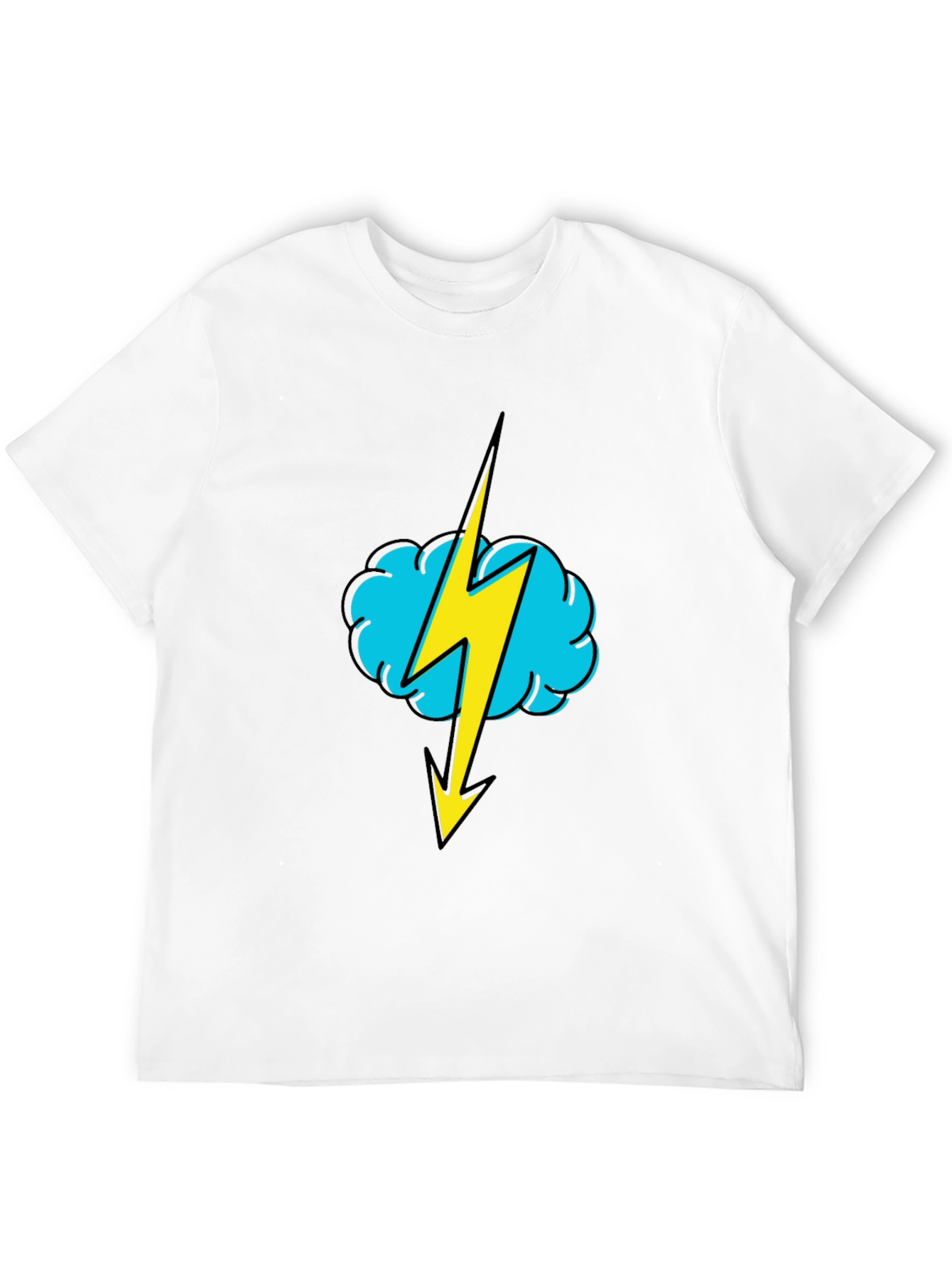 Black Black T-Shirt with Lightning Cloud Graphic view 12