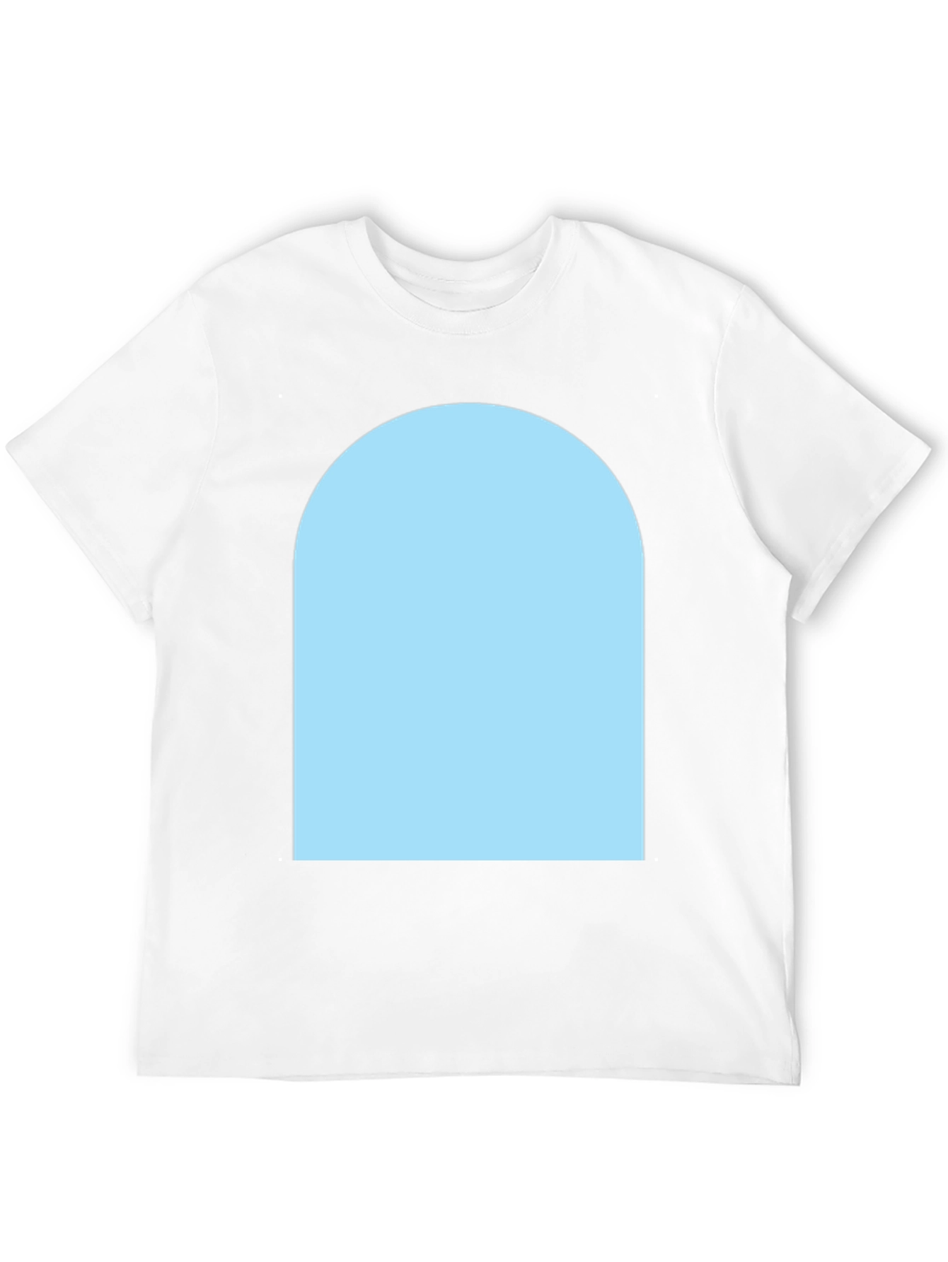 Black Black Crew Neck T-Shirt with Light Blue Arch Design view 12