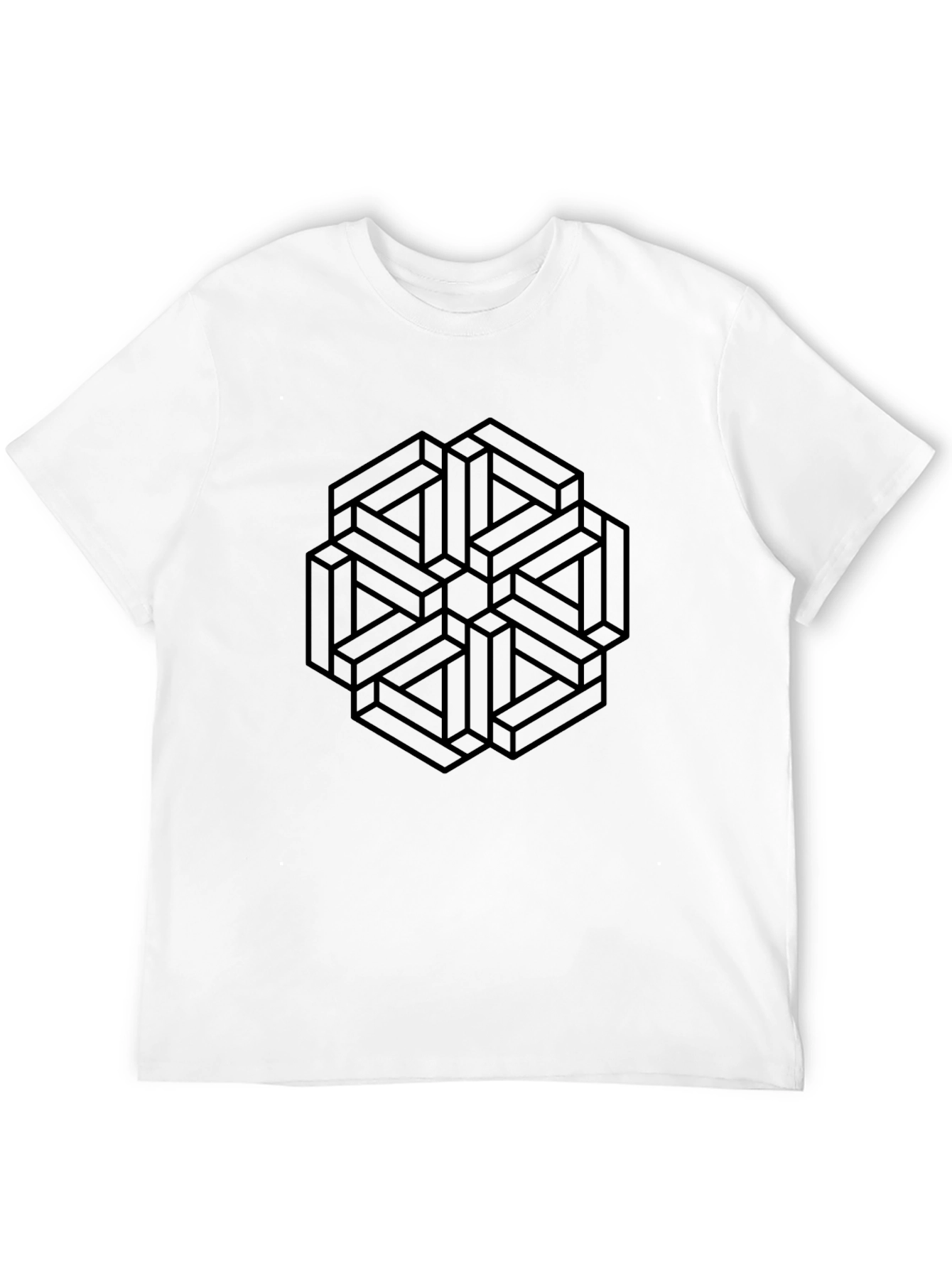 Black Geometric Illusion Black T-Shirt view 12