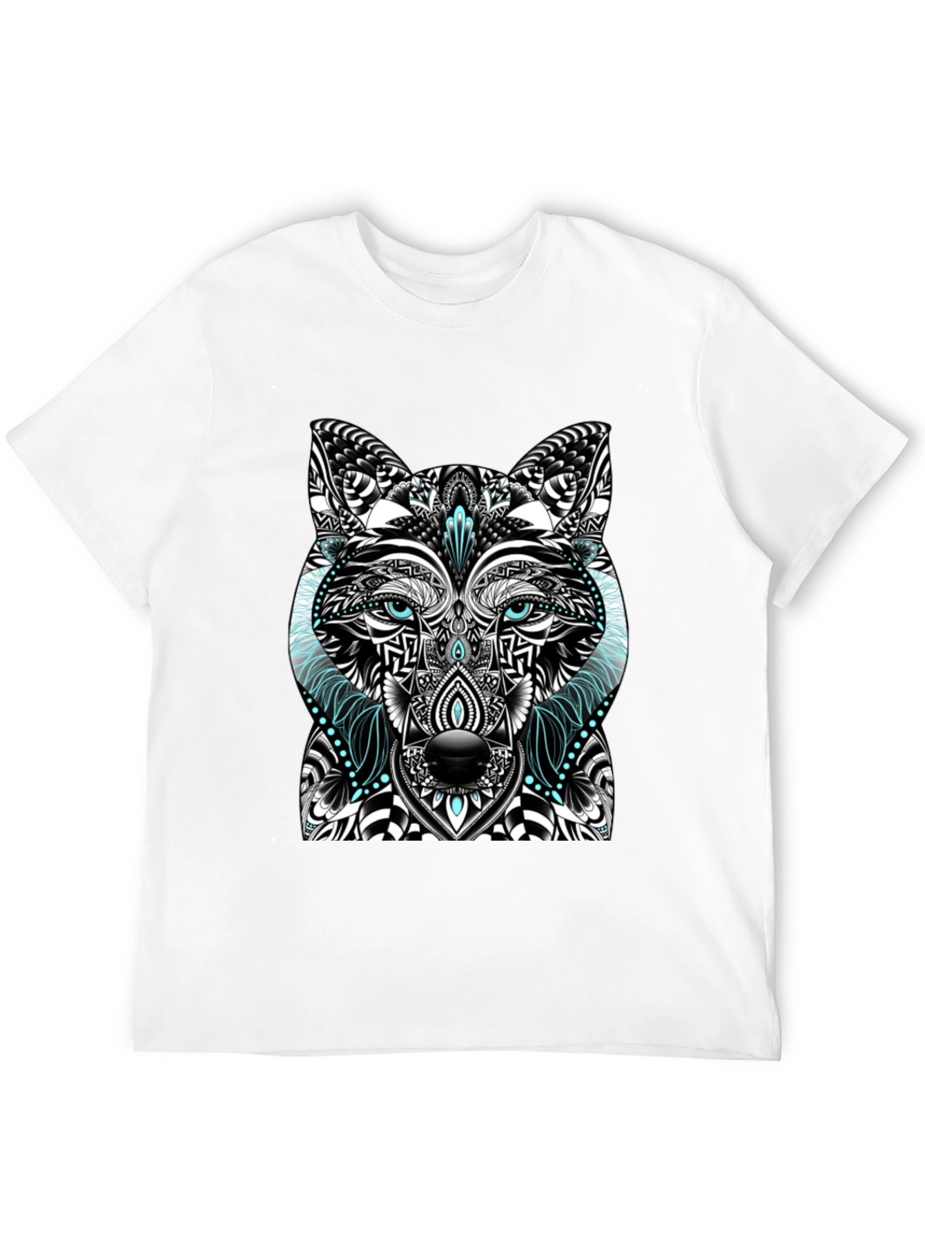 Black Wolf Graphic Print Men's Black T-Shirt view 12
