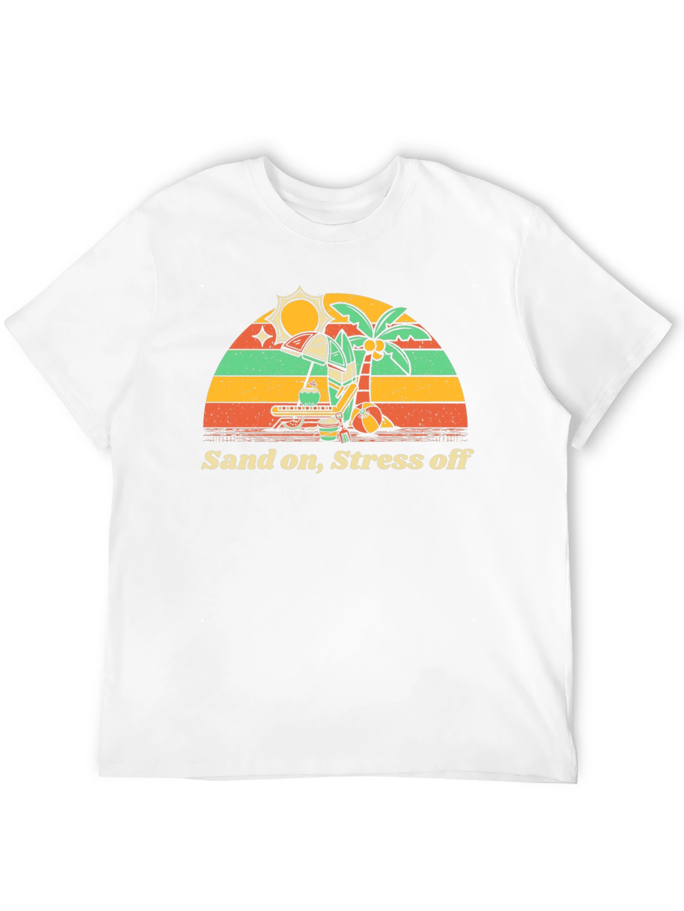 Black Sand On, Stress Off Beach T-Shirt view 12