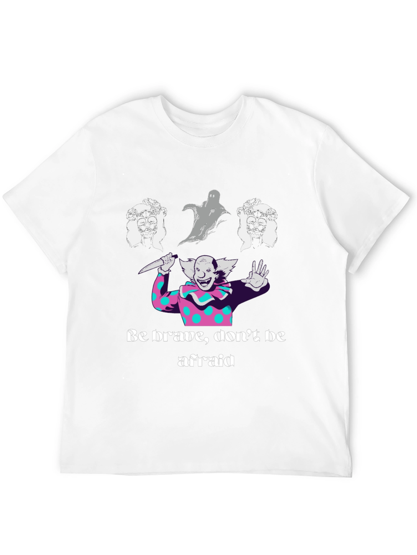 Black Spooky Clown Graphic Tee - Be Brave, Don't Be Afraid view 12