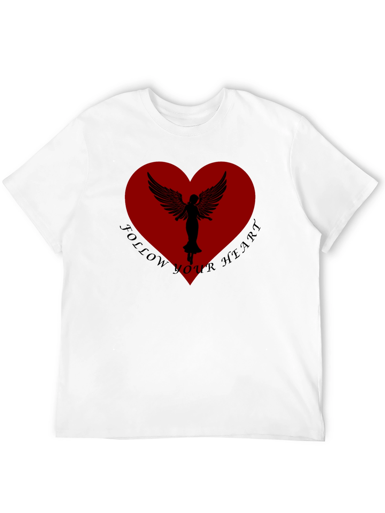 Black Follow Your Heart Angel Wings Black T-Shirt view 12
