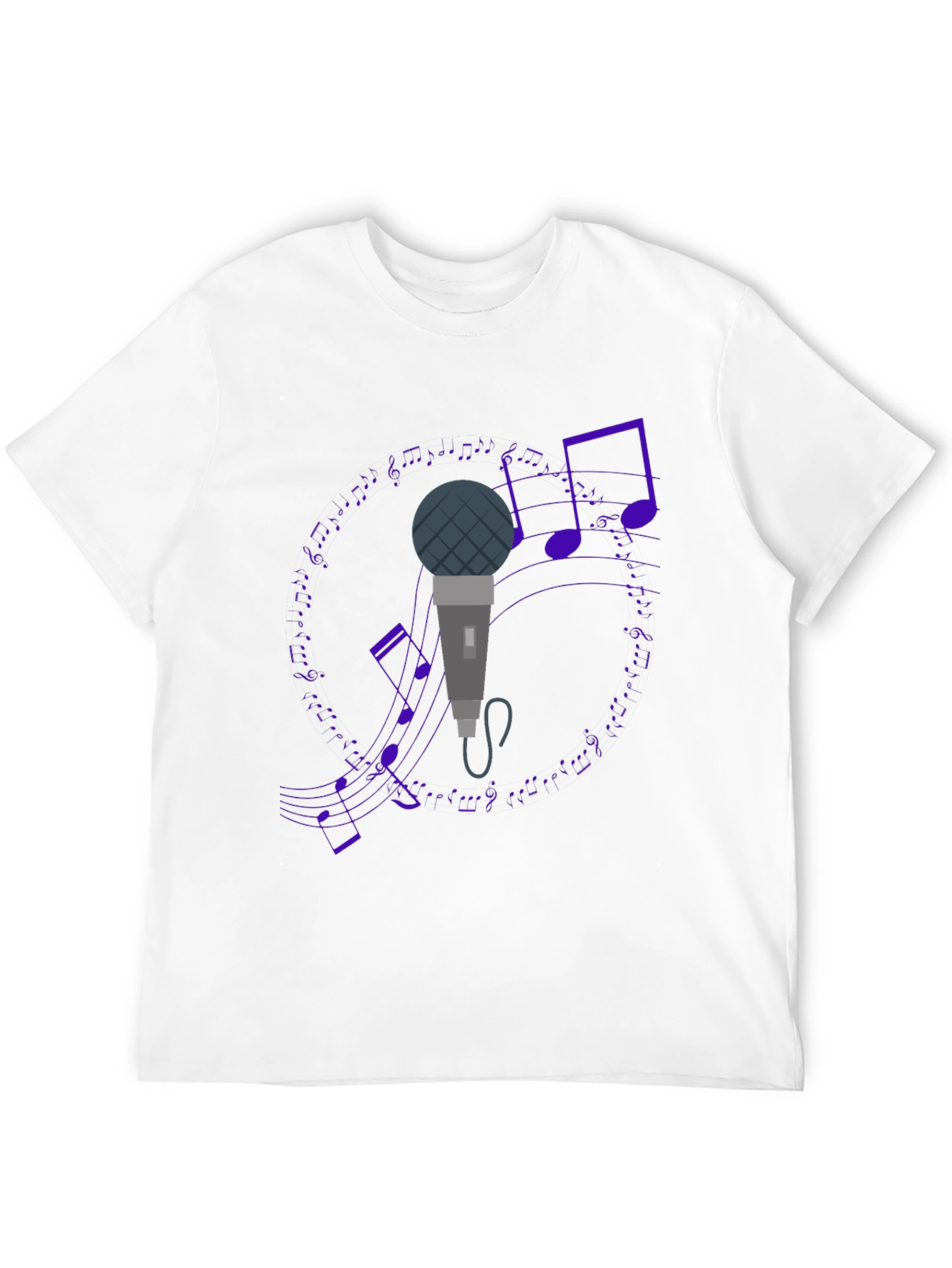 Black Microphone and Music Notes Black T-Shirt view 12